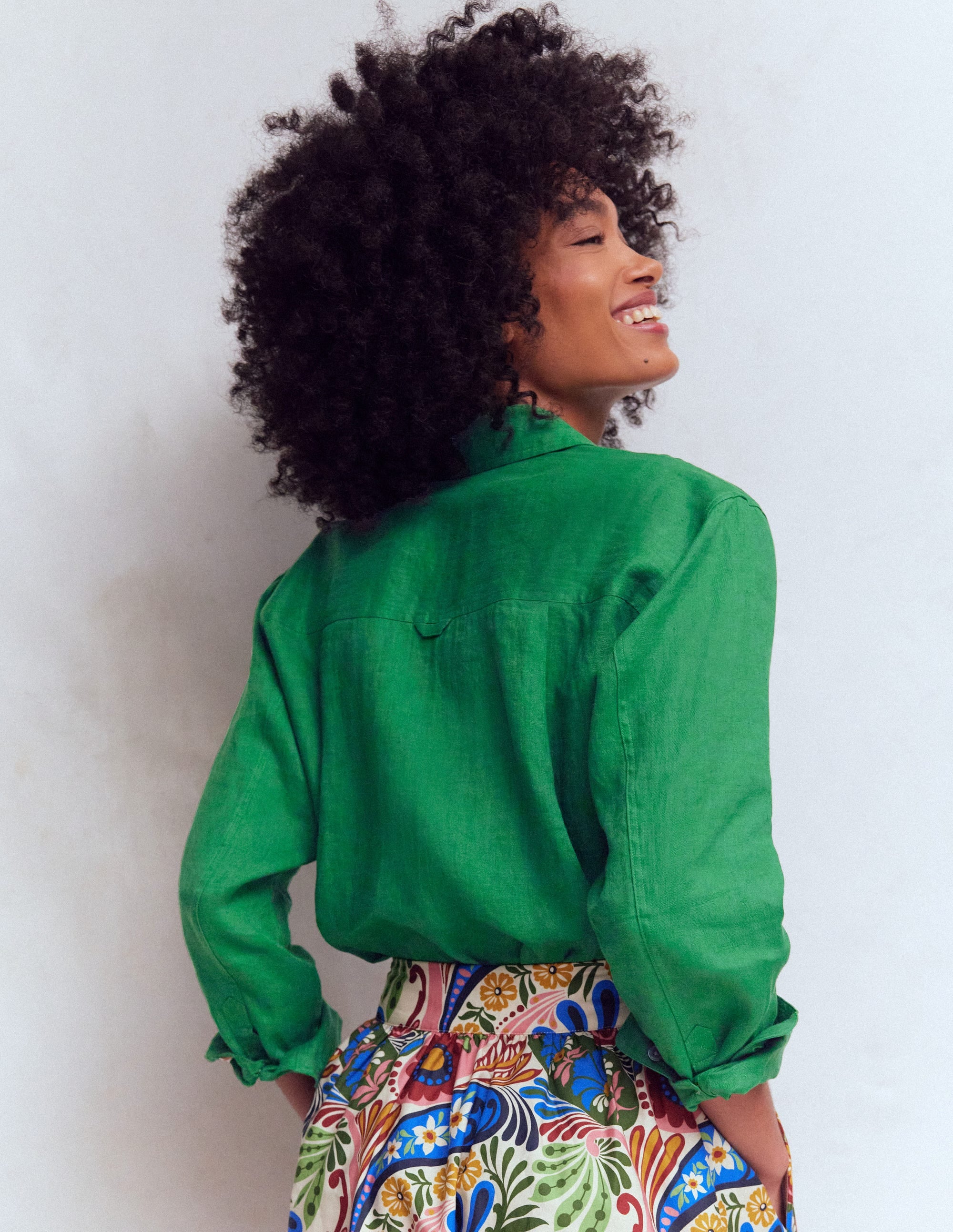 Chemise décontractée Sadie en lin-Vert frais - Image 2