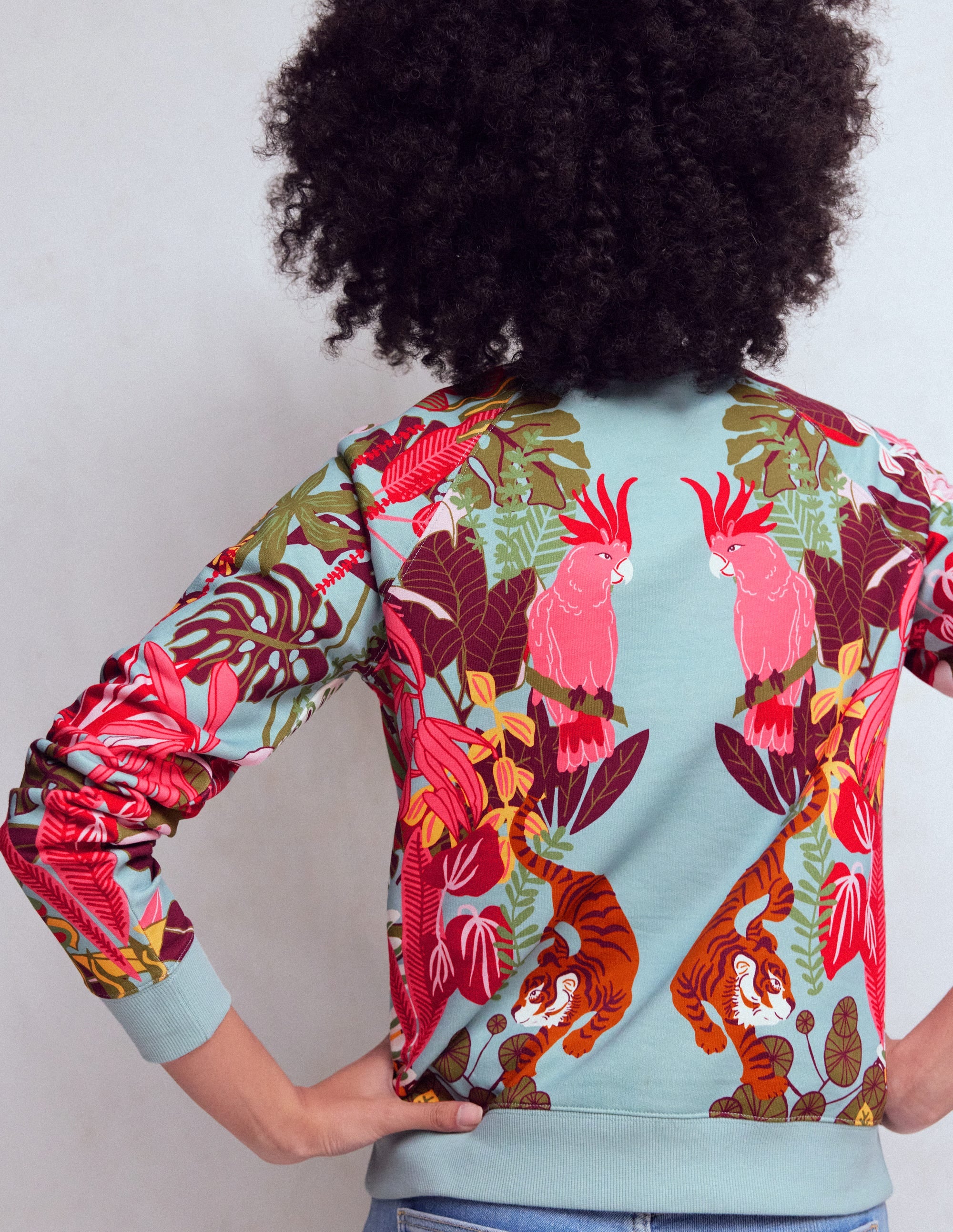 Rosa Bedrucktes Sweatshirt-Tropische Safari Platzierter Druck - Image 3