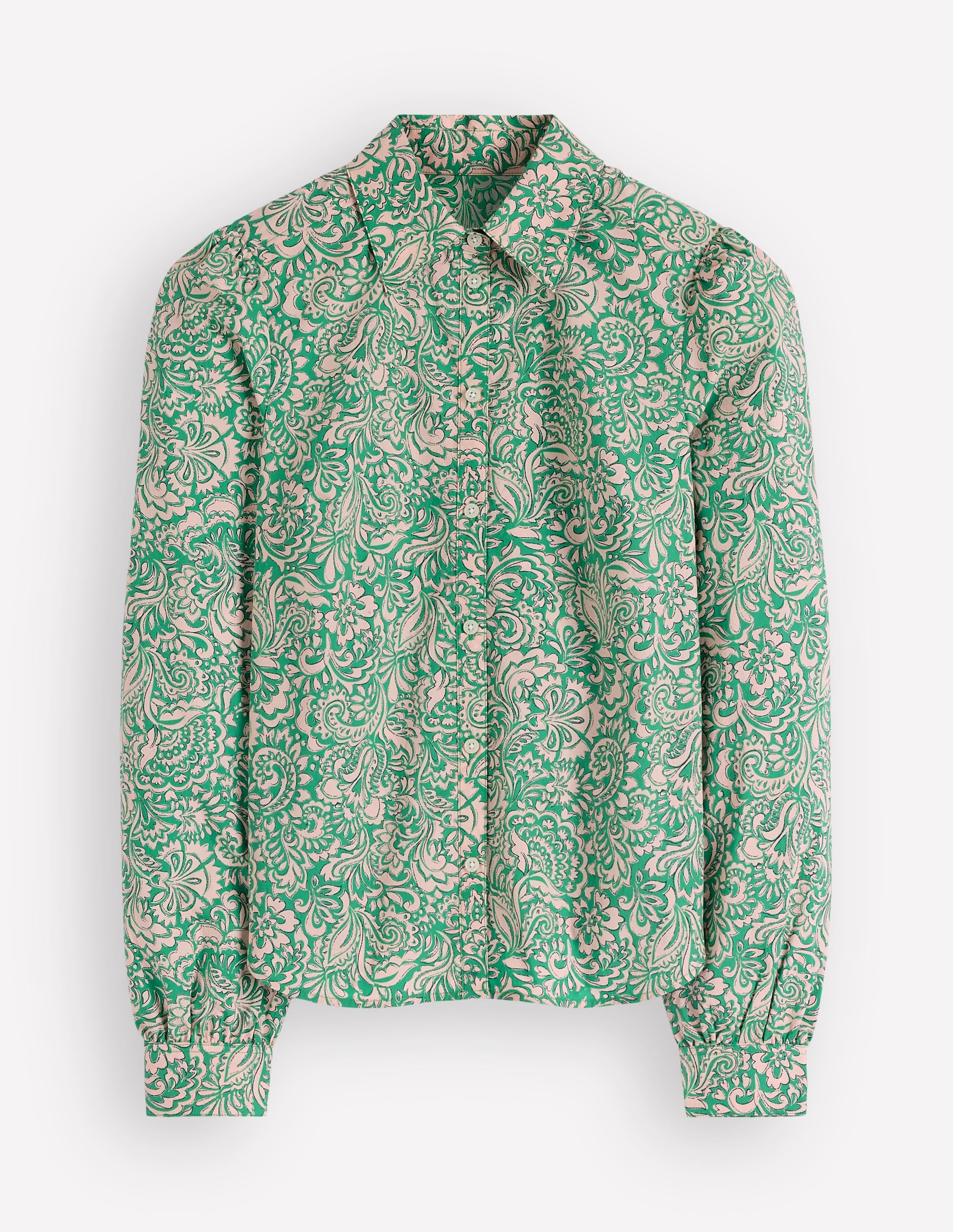 Chemise Cara en coton-Vert aloe vera, motif Elaborate Gardenia - Image 6