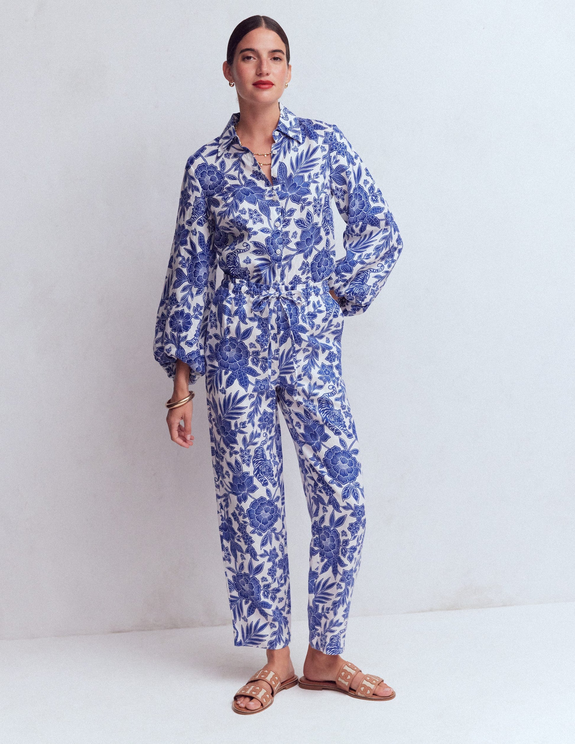 Leinenhemd mit Puffärmeln-Saphirblau, Tiger Paradies-7