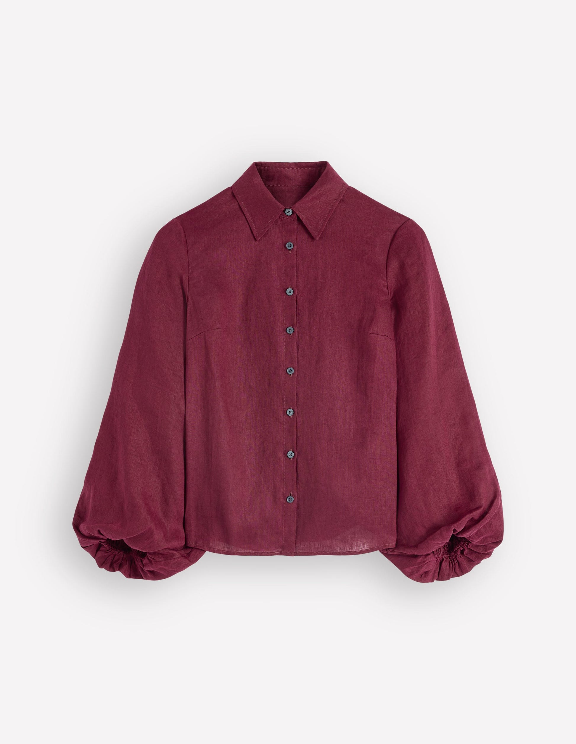 Leinenhemd mit Puffärmeln-Dunkelviolett-5