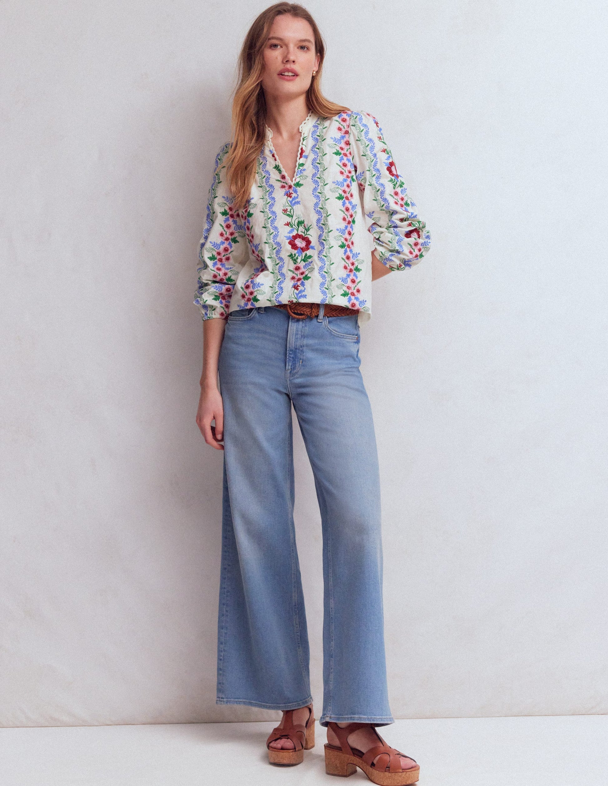 Besticktes Baumwolloberteil zum Überziehen-Blumenstickerei-6