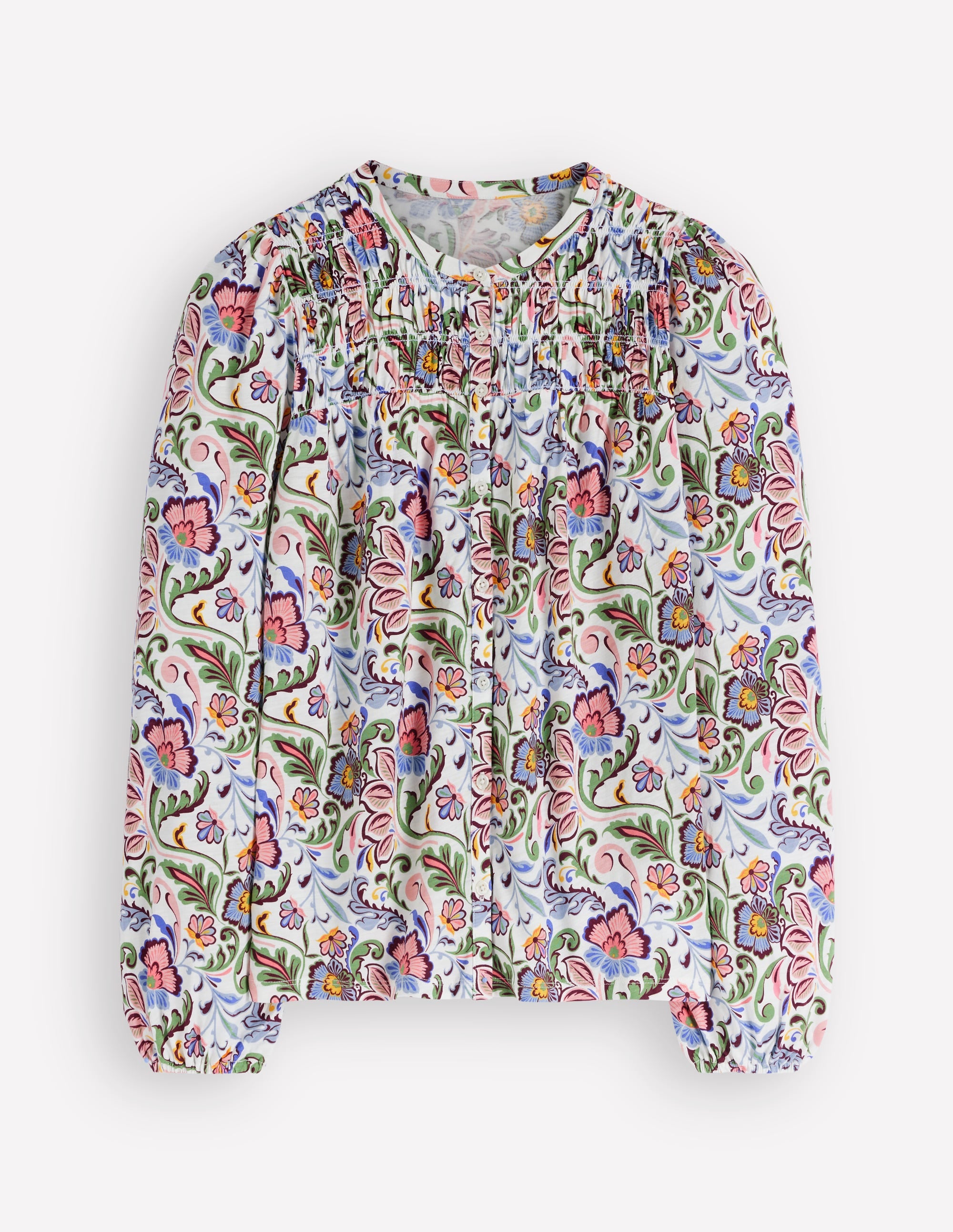 Chemise Mya smockée en jersey-Multi, motif Flourishing Meadow - Image 5