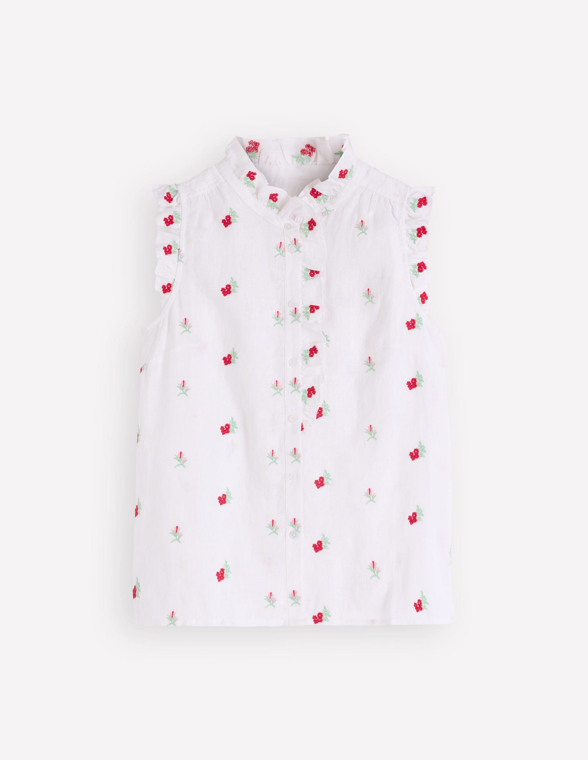 Isabel Ärmelloses Leinenoberteil-Blumenstickerei-6