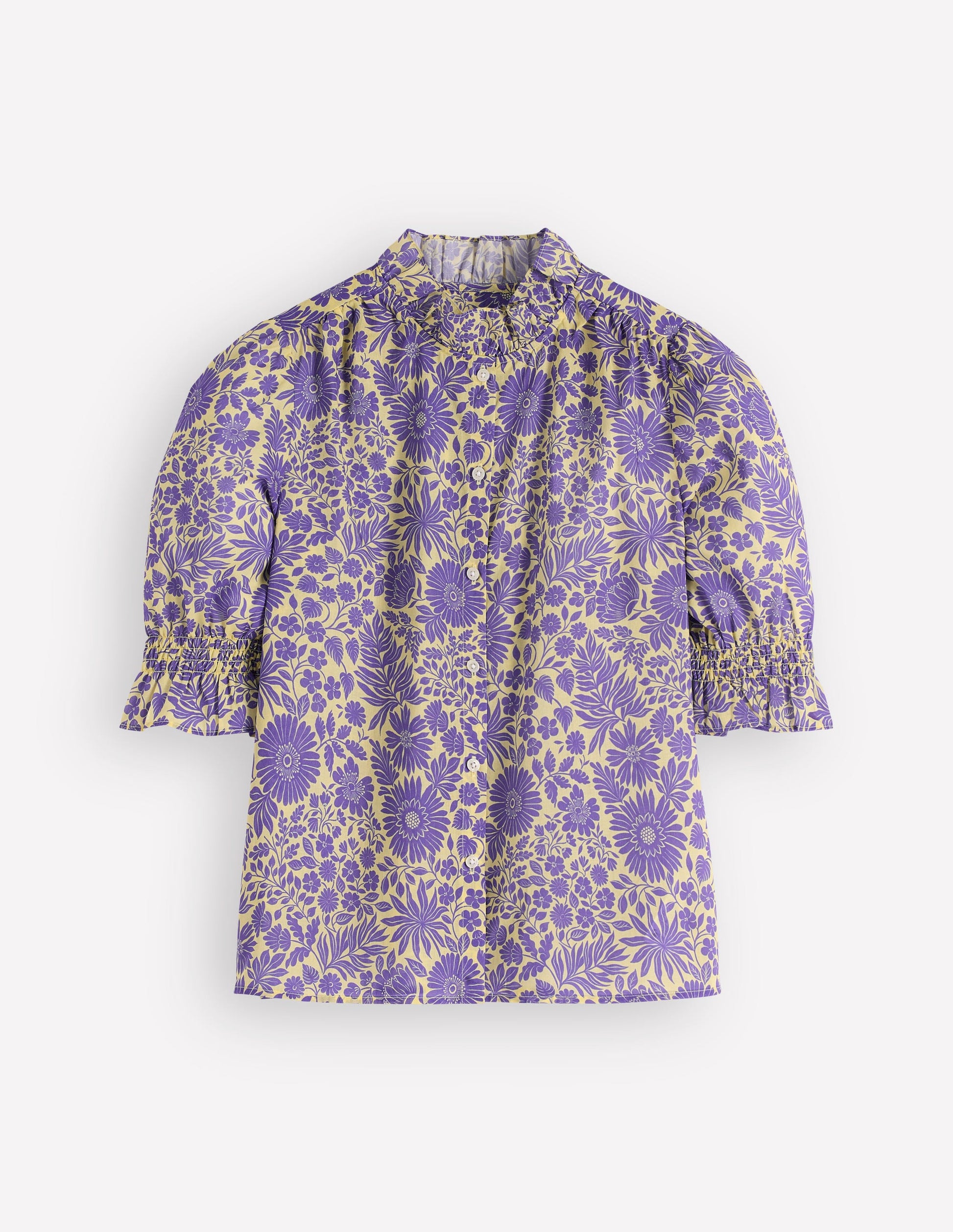 Heather Bedrucktes Baumwolloberteil-Violett, Blühendes Blumenbeet-5