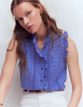 Isabel Sleeveless Broderie Top-Cornflower Blue