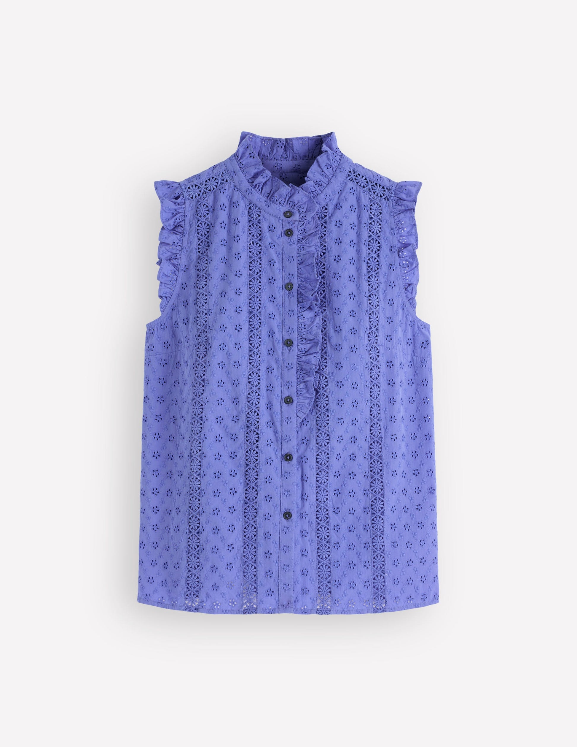 Isabel Ärmelloses Oberteil mit Lochstickerei-Kobaltblau-5