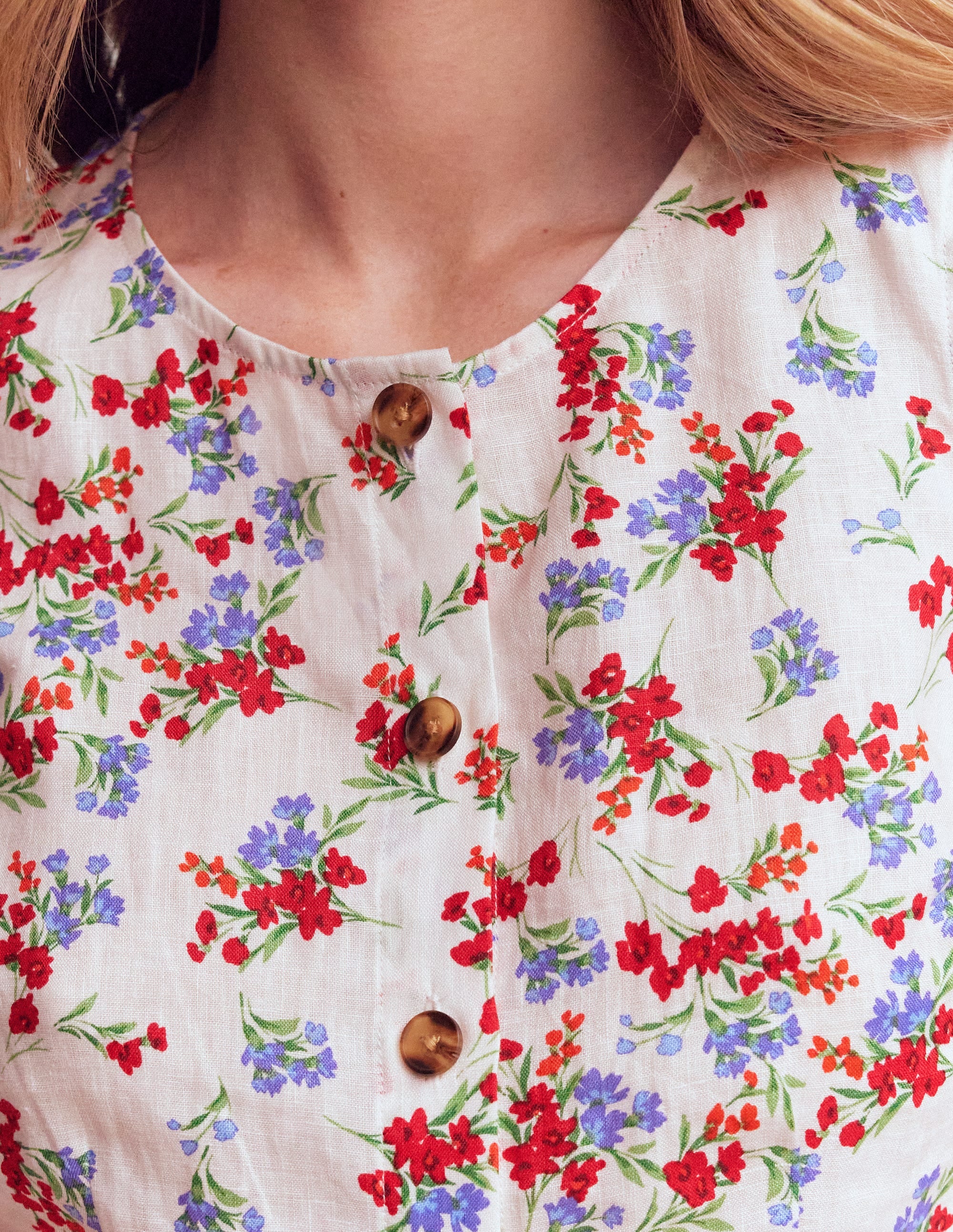 Andrea Linen Shell Top-Ivory, Bloom Scatter - Image 2