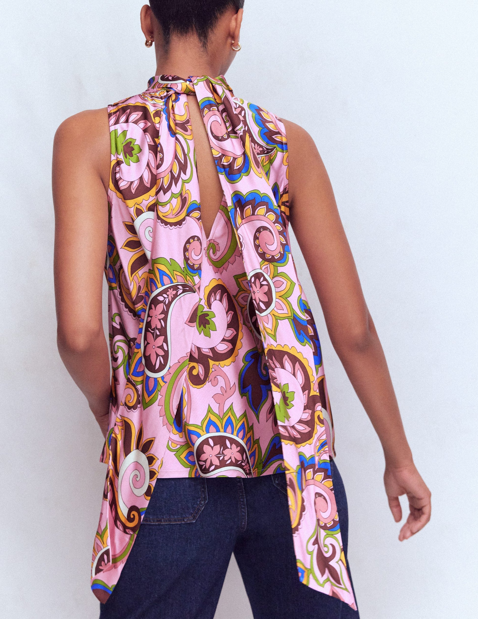 Satin Halterneck Top-Multi, Paisley Frenzy-4