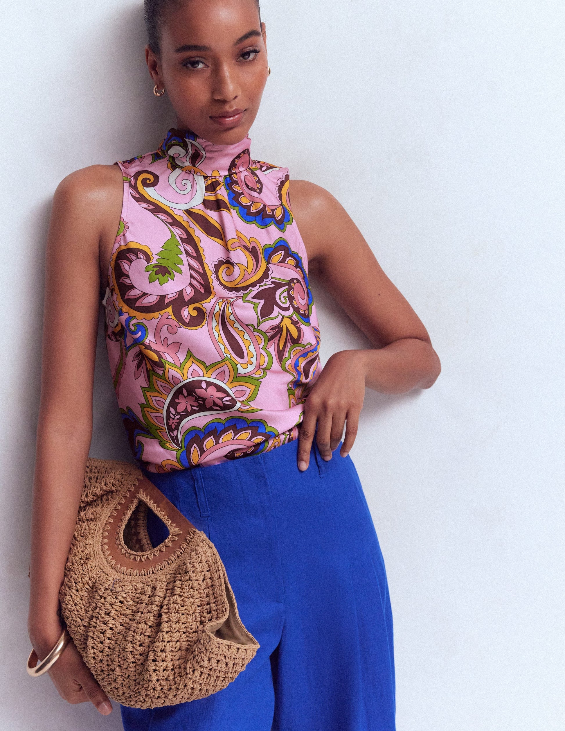 Satin Halterneck Top-Multi, Paisley Frenzy-6
