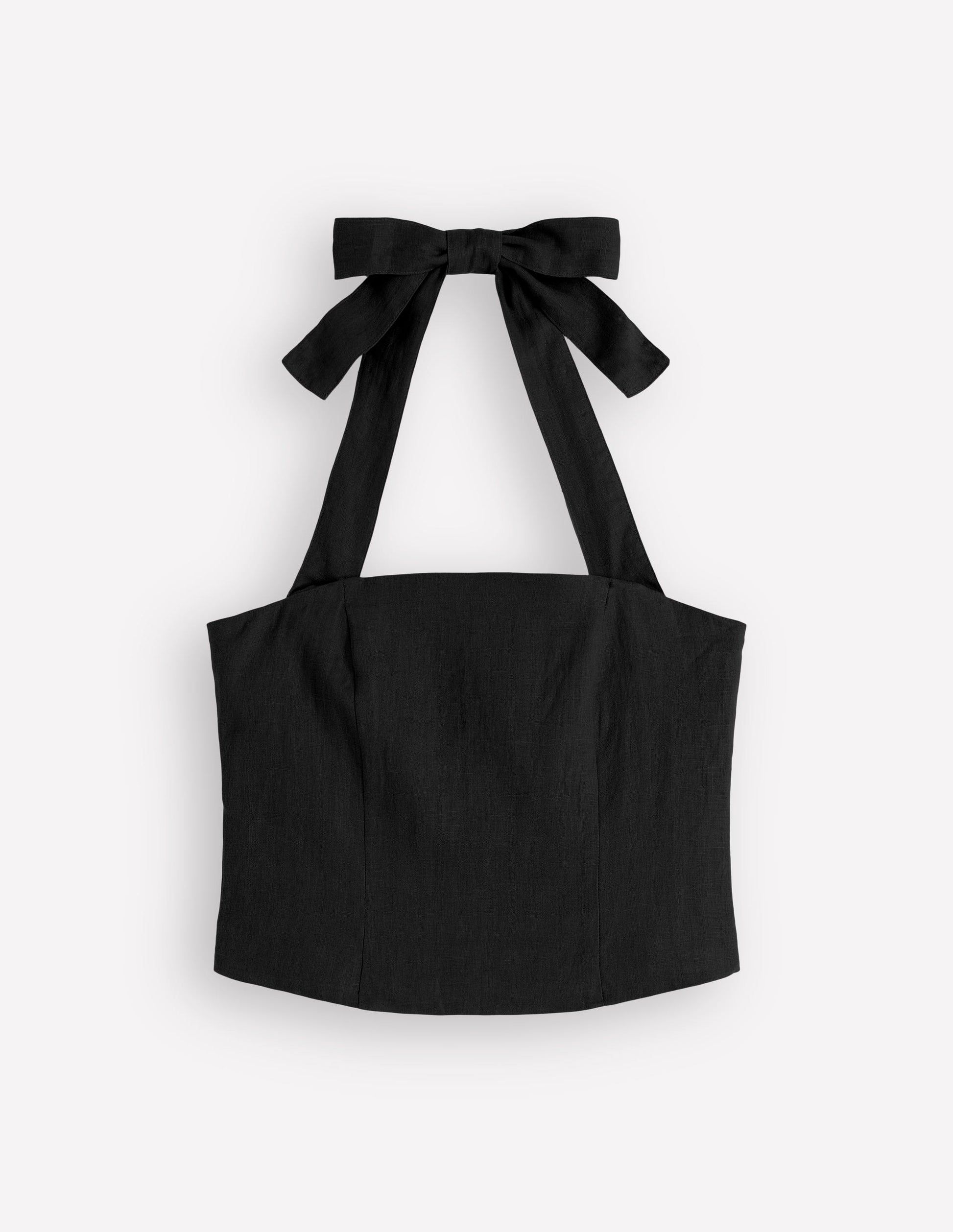 Oberteil aus Leinen mit Neckholder-Schwarz-5