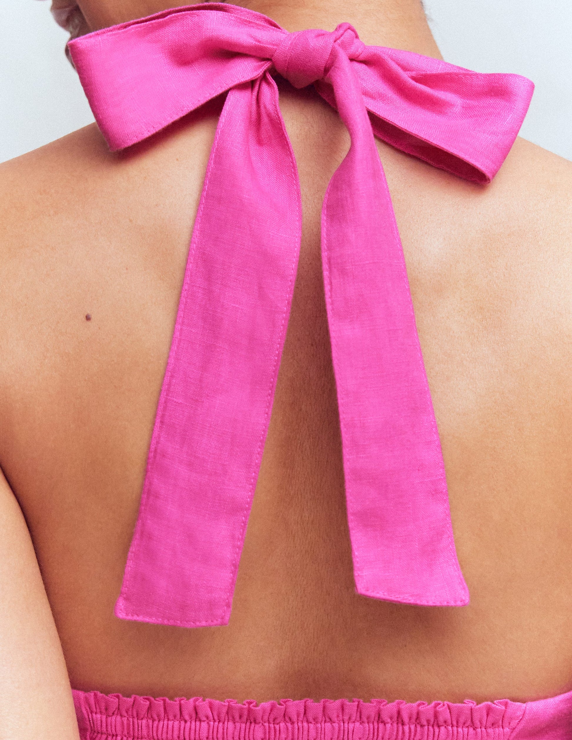 Oberteil aus Leinen mit Neckholder-Hellrosa-2