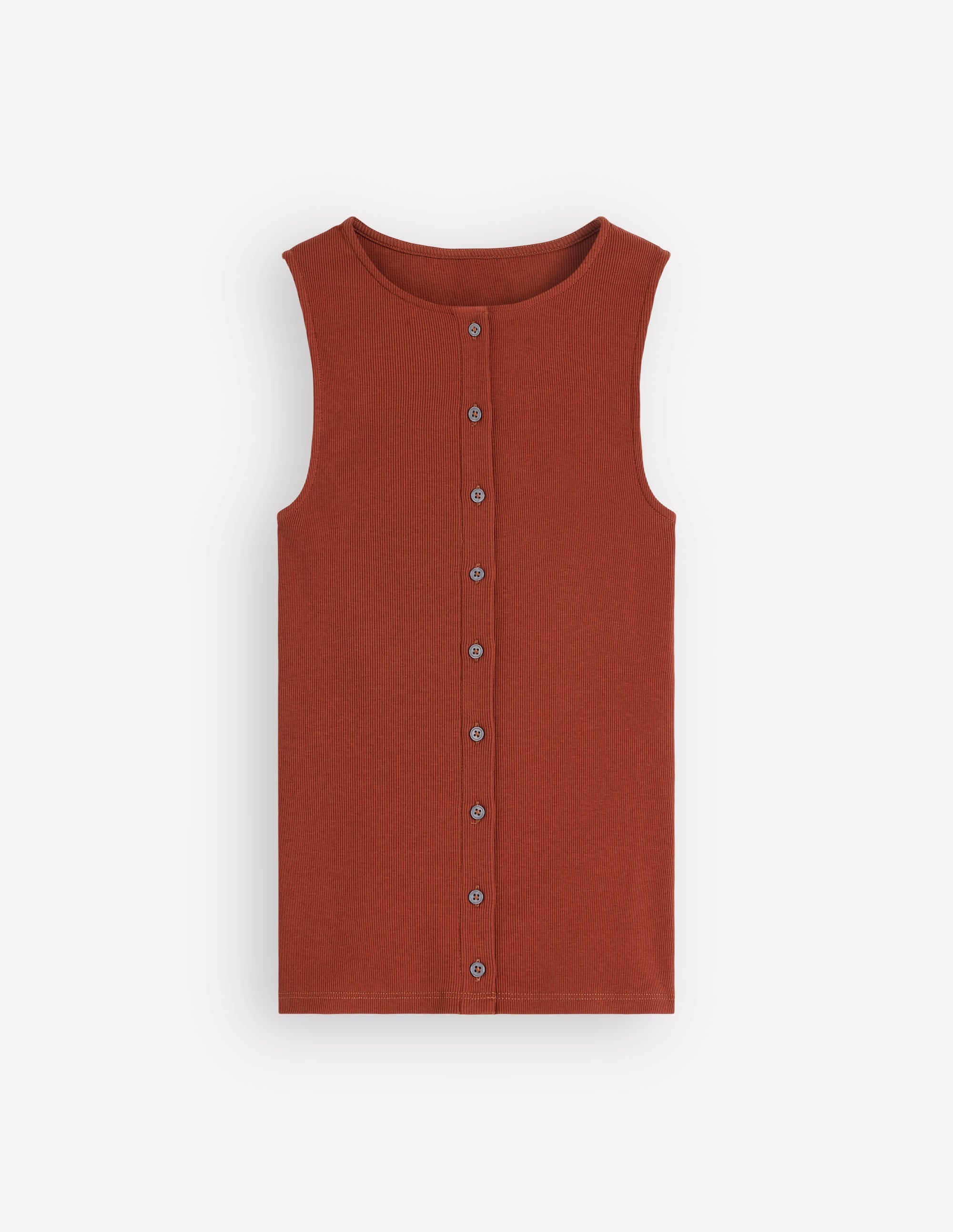 Evie Rippstrick-Top mit durchgehender Knopfleiste-Braun-Orange - Image 6