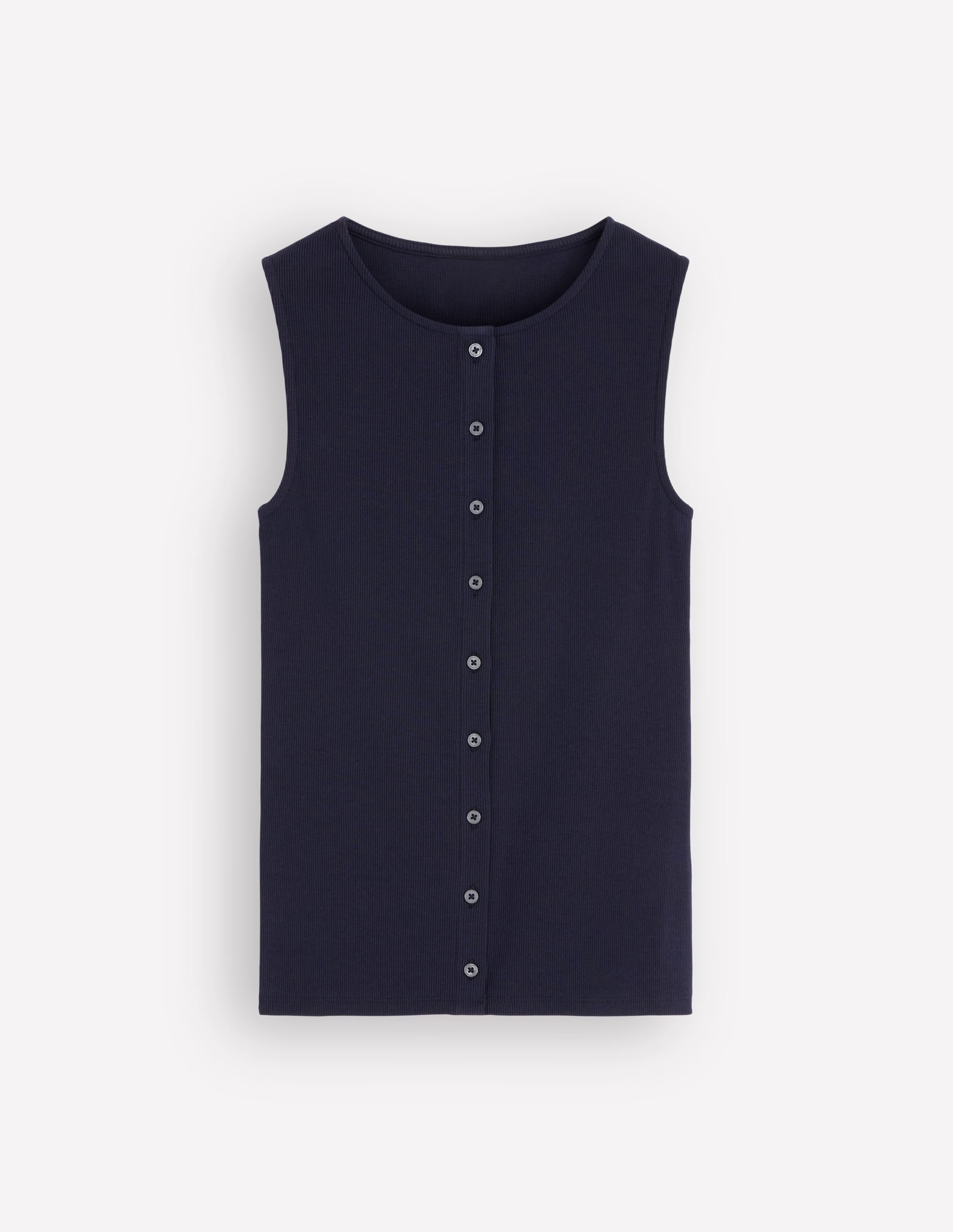 Evie Rippstrick-Top mit durchgehender Knopfleiste-Marineblau - Image 5