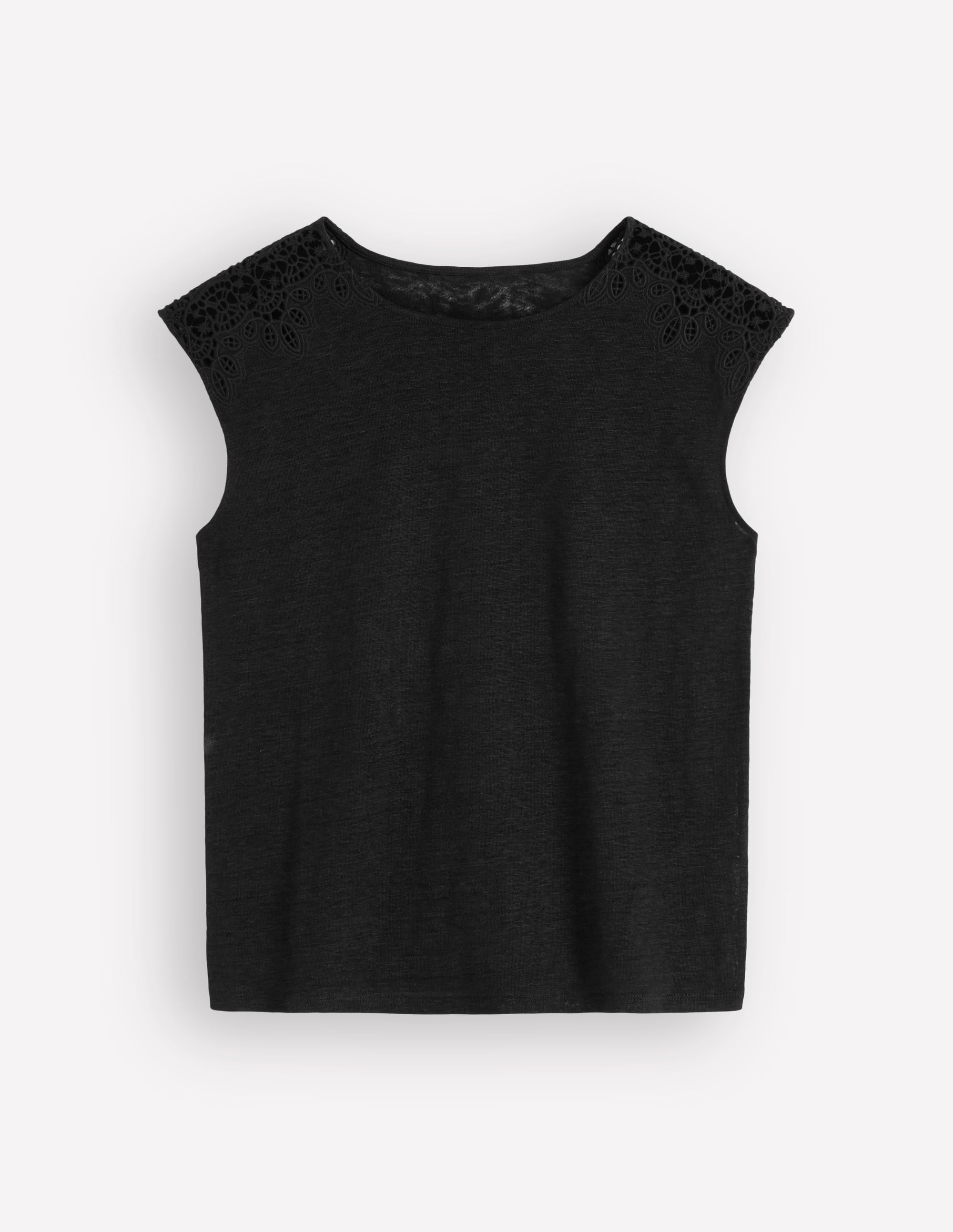 T-shirt Tara ajouré en lin-Noir - Image 5