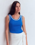 Maddie Top mit Besatz-Blau