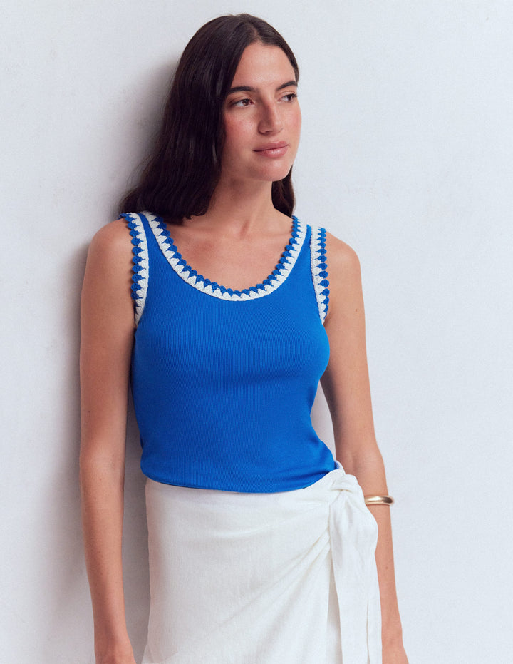 Maddie Top mit Besatz-Blau