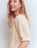 Top Camille brodé en coton-Broderie Anglaise Ivoire