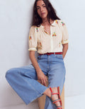 Top Camille brodé en coton-Broderie florale ivoire