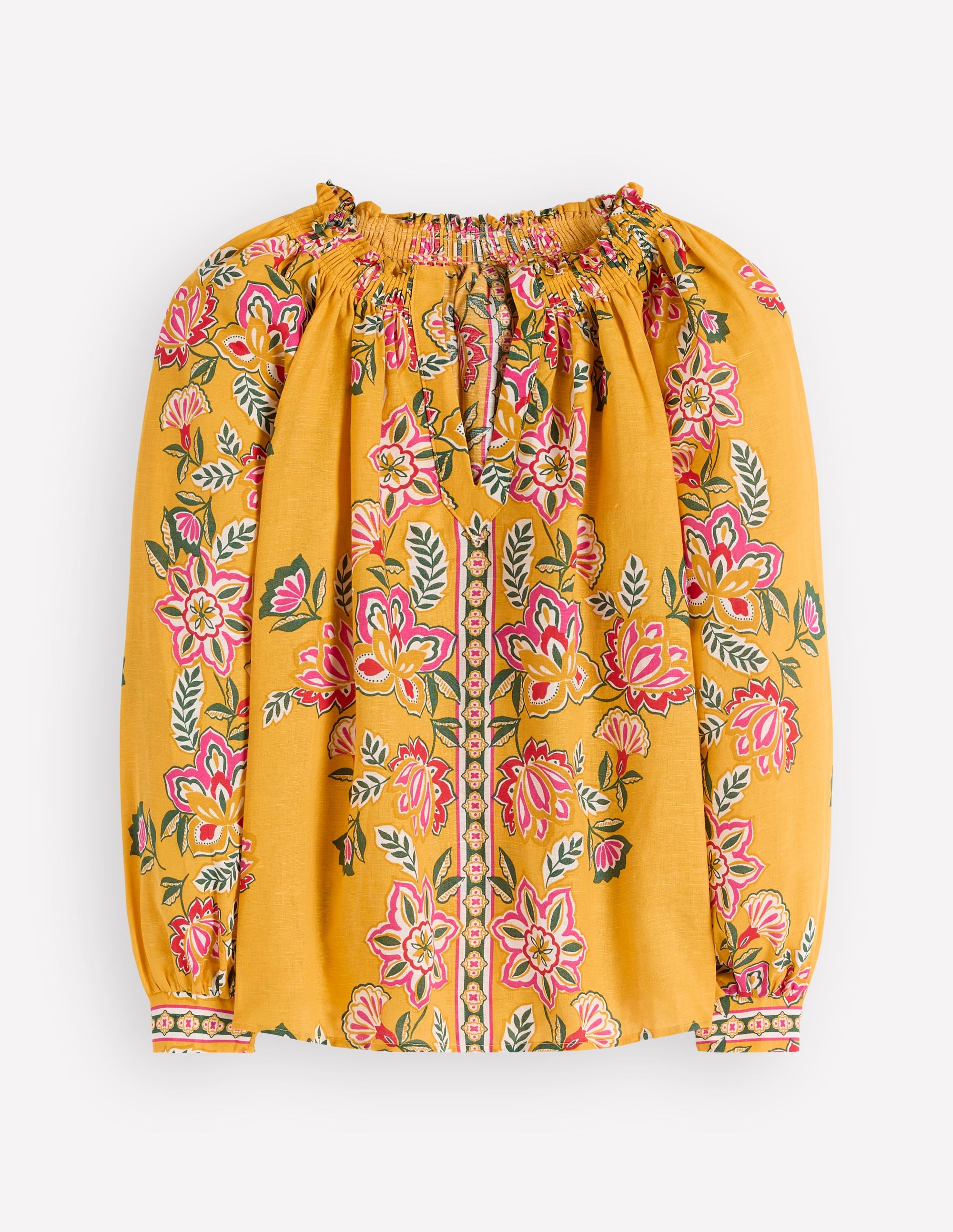 Serena Leinenoberteil mit Faltendetail am Ausschnitt-Ringelblume, Blüten-Eleganz - Image 6