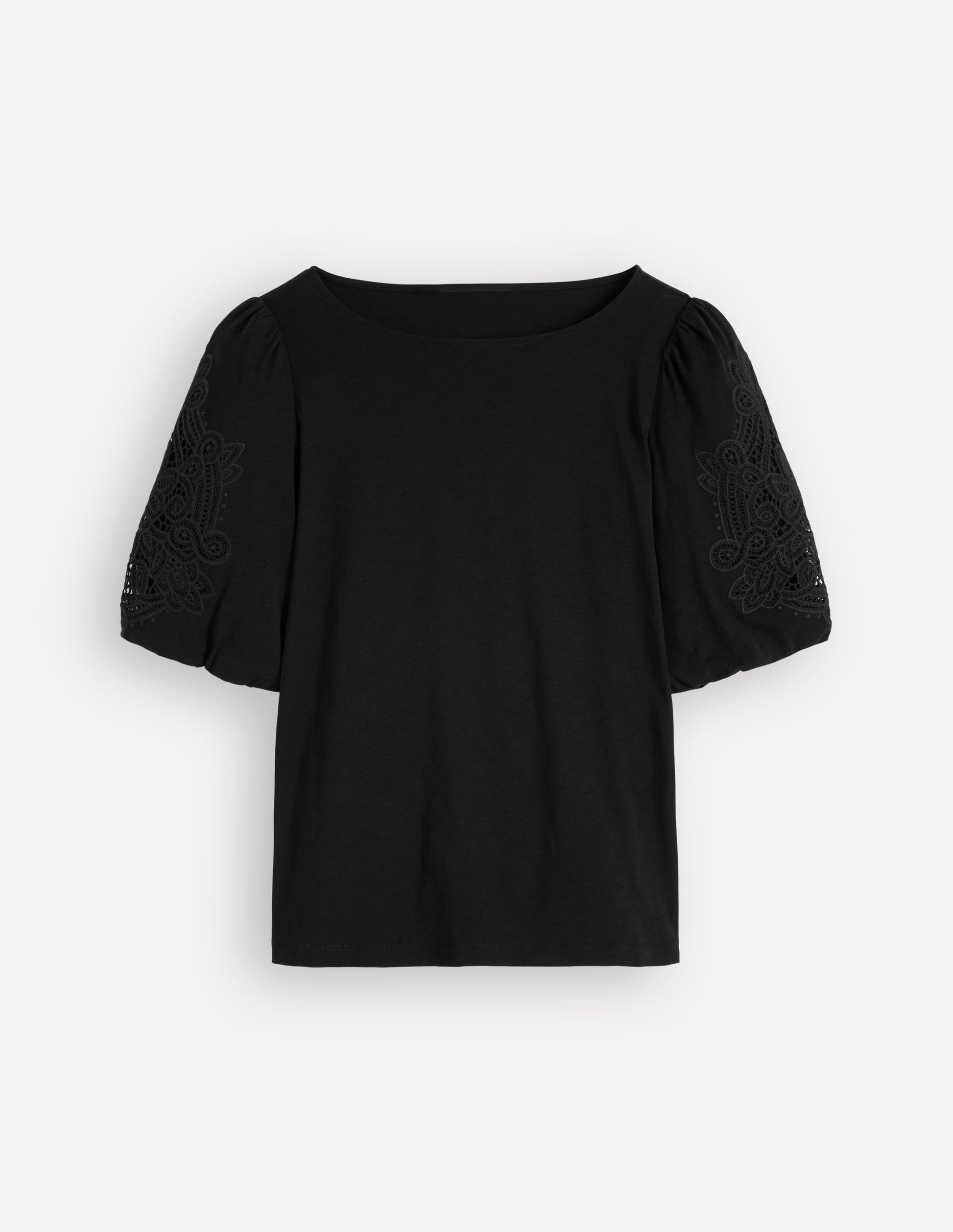 Jerseyoberteil mit Cutwork-Detail-Schwarz-5
