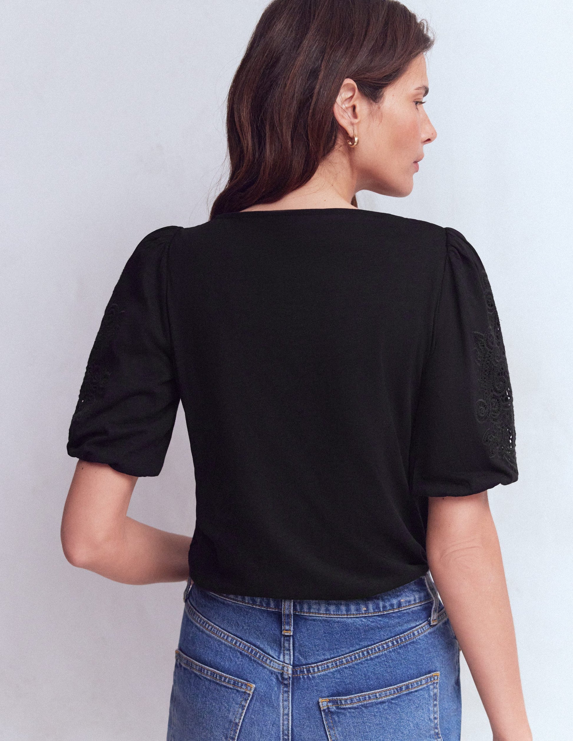 Jerseyoberteil mit Cutwork-Detail-Schwarz-3