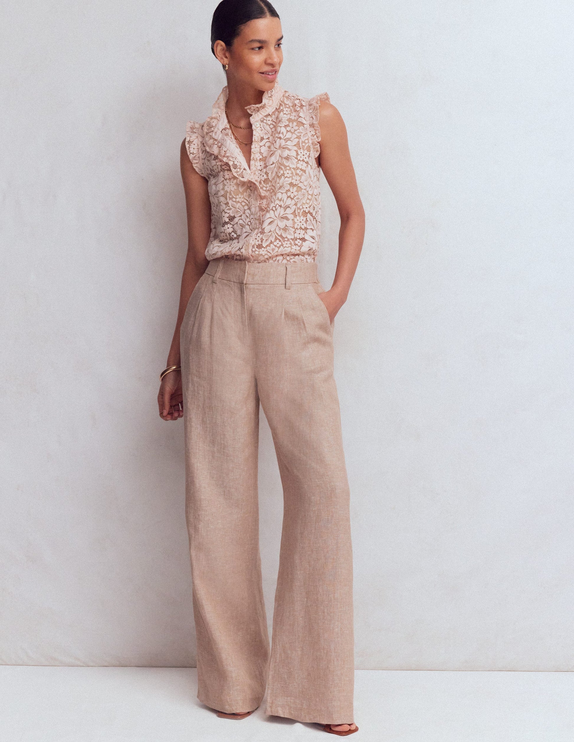 Isabel Ärmelloses Spitzenoberteil-Blassrosa-2