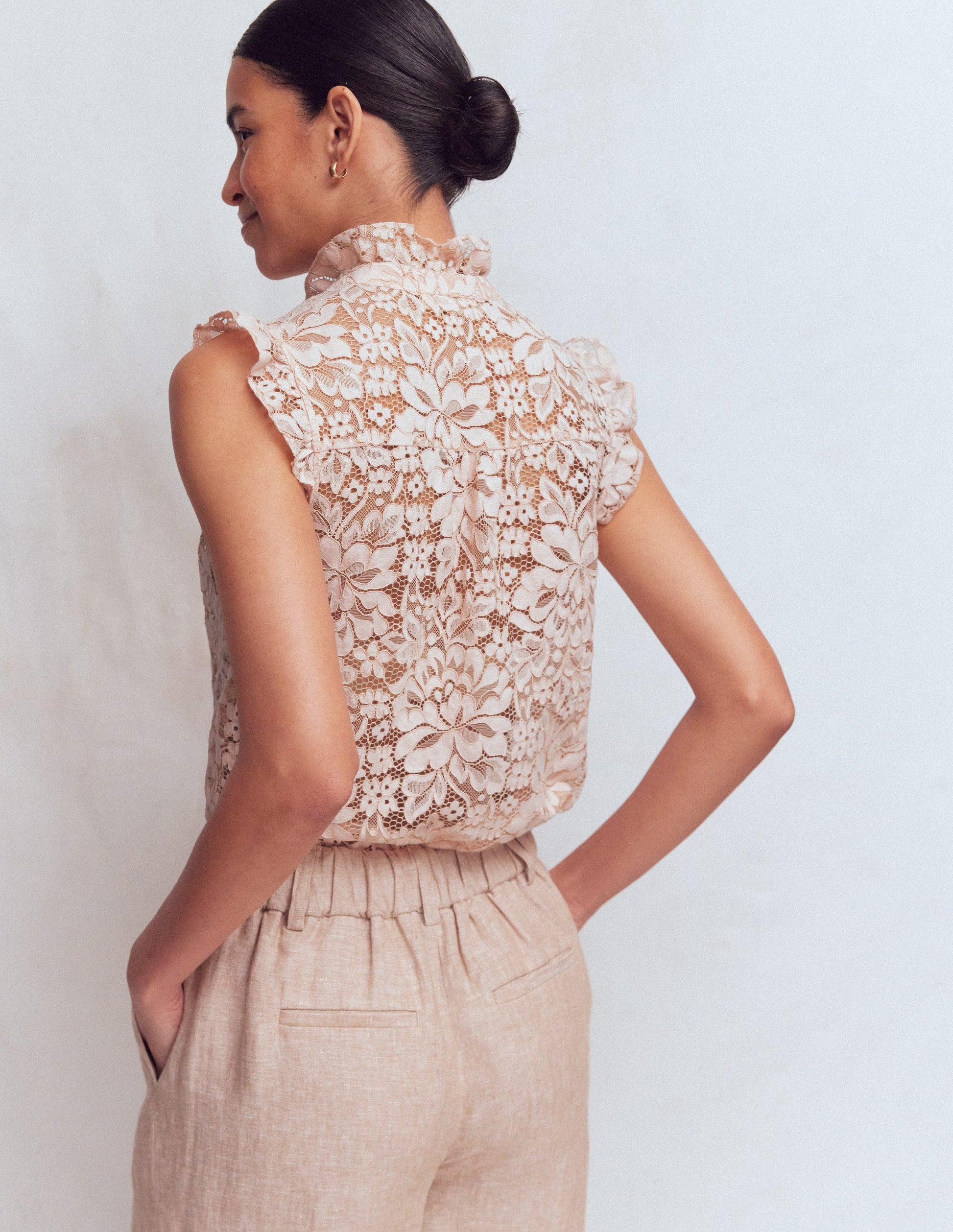 Isabel Ärmelloses Spitzenoberteil-Blassrosa-4