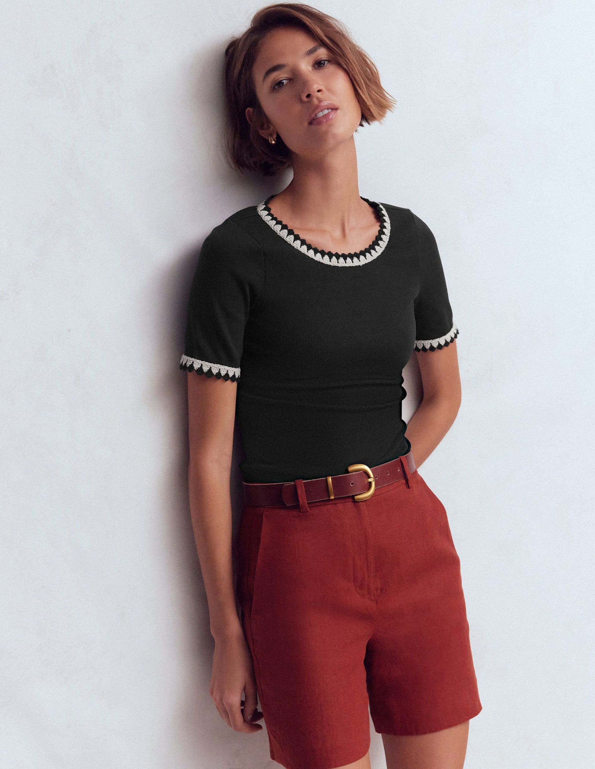 Maddie T-Shirt mit Besatz-Schwarz-1