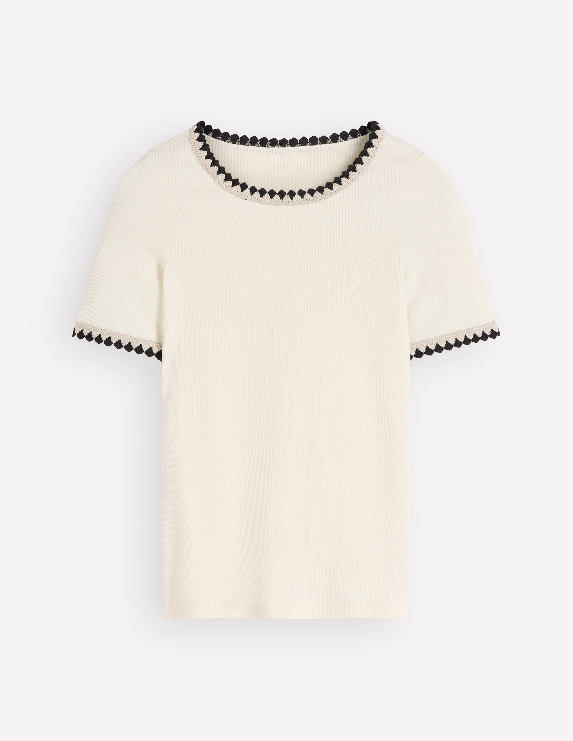 Maddie T-Shirt mit Besatz-Naturweiß mit Schwarz-6