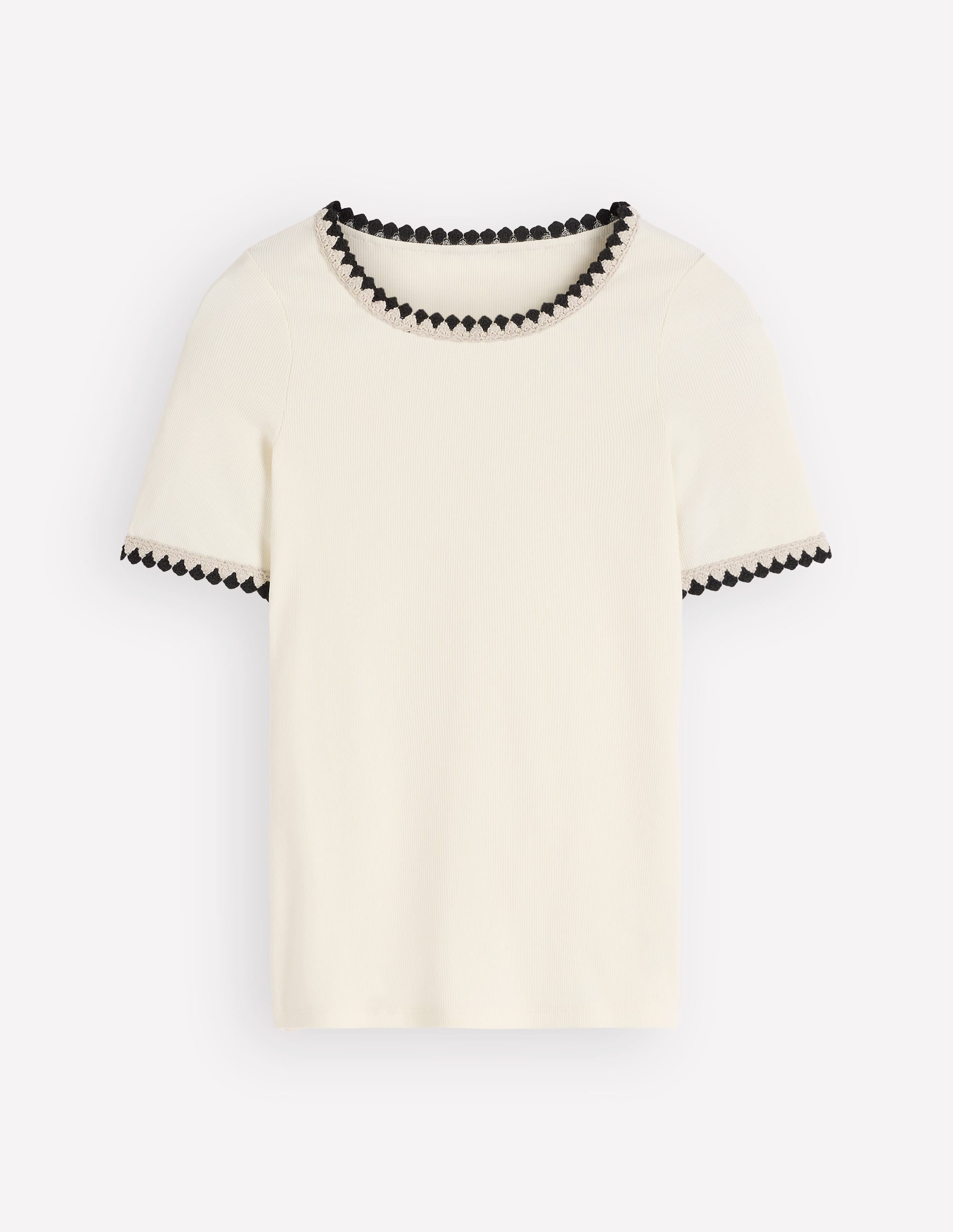 Maddie T-Shirt mit Besatz-Naturweiß mit Schwarz - Image 6