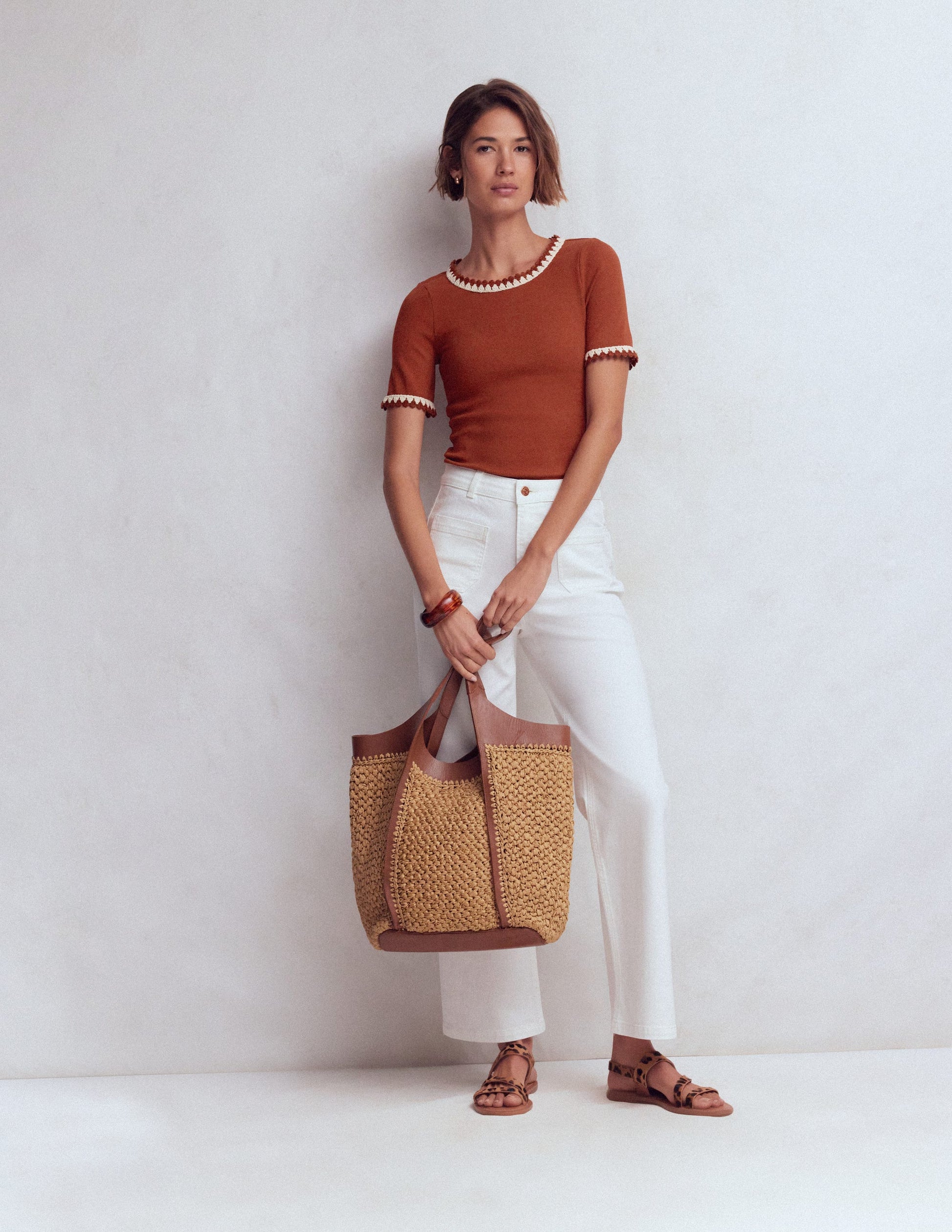 Maddie T-Shirt mit Besatz-Braun-Orange-4