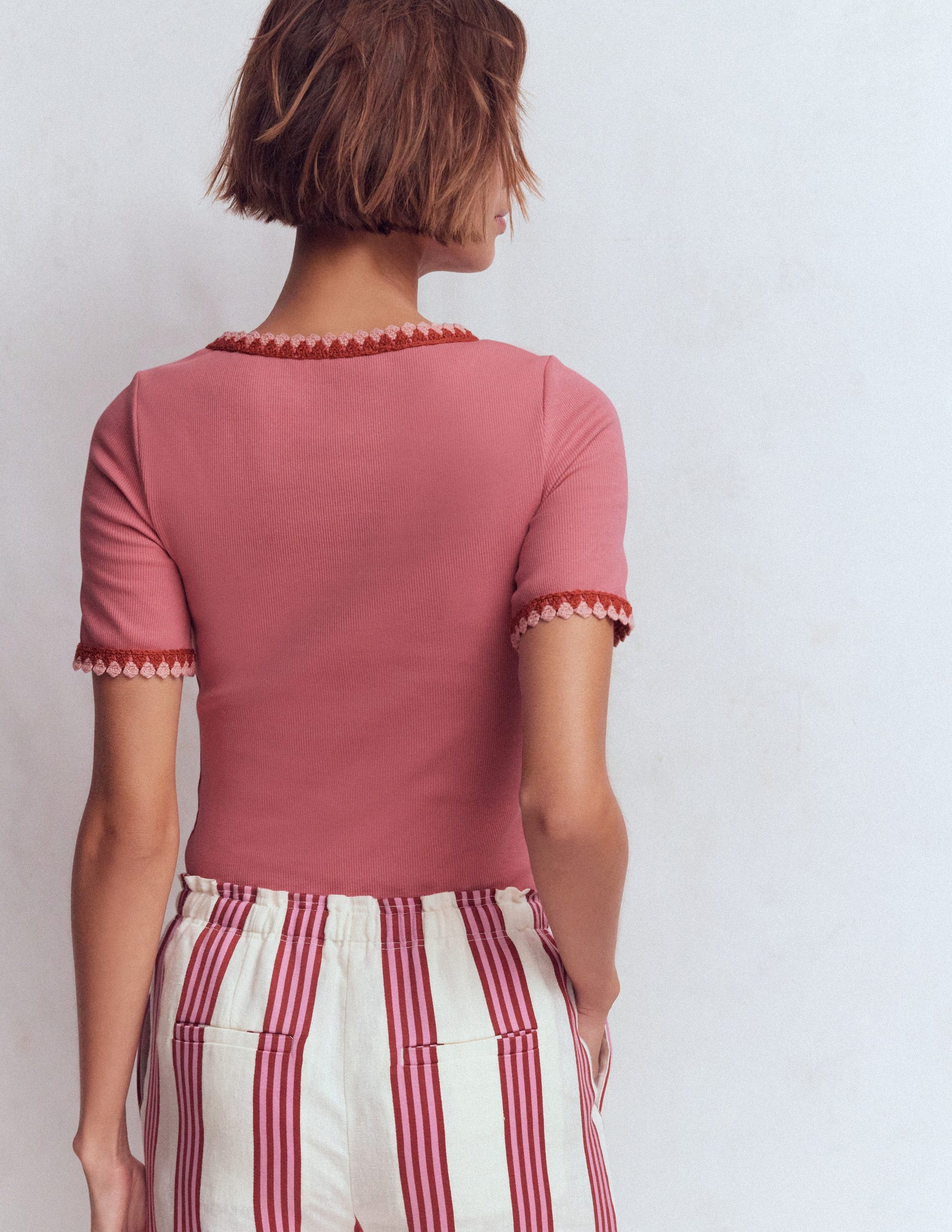 Maddie T-Shirt mit Besatz-Vintagerosa-3