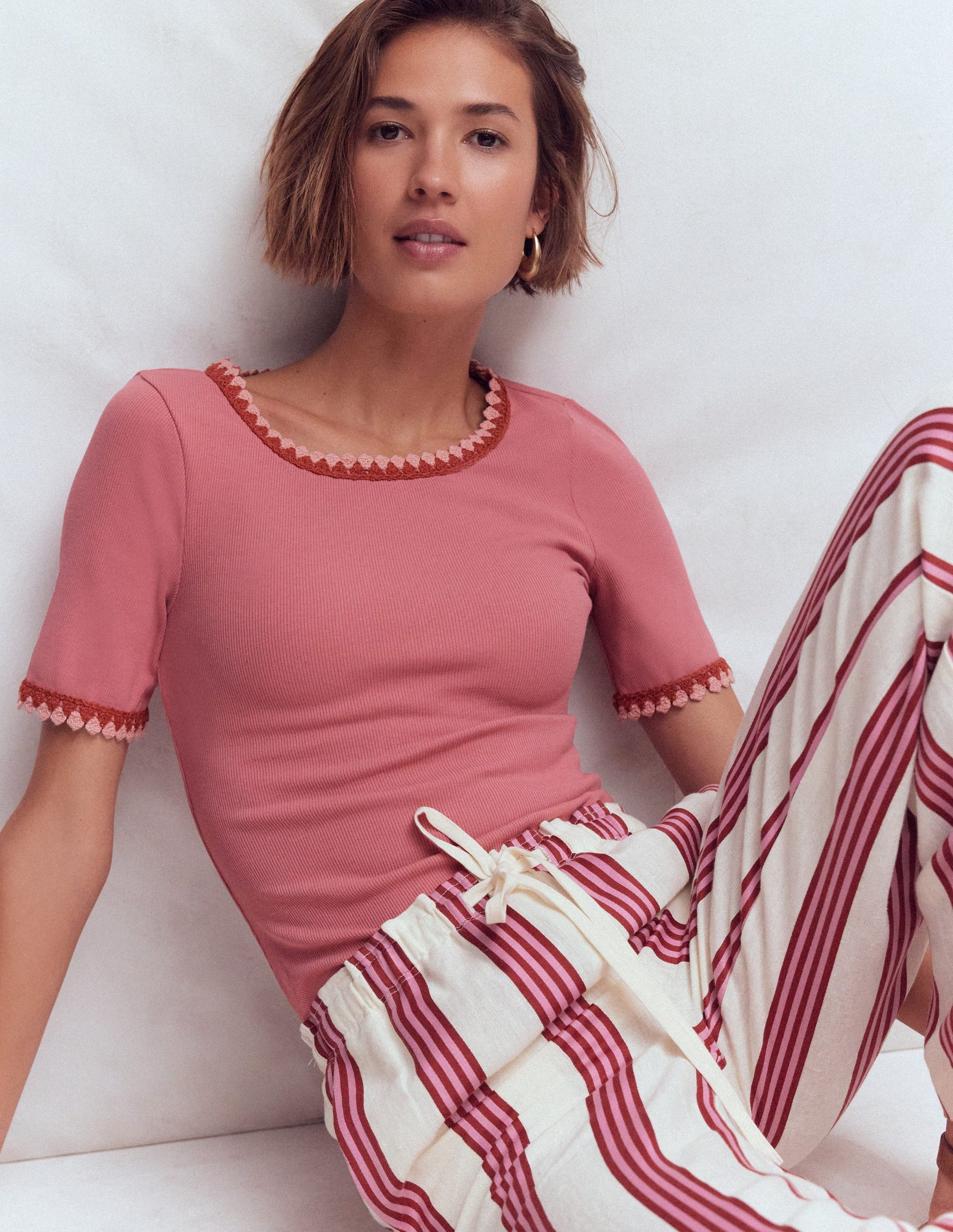 Maddie T-Shirt mit Besatz-Vintagerosa-5