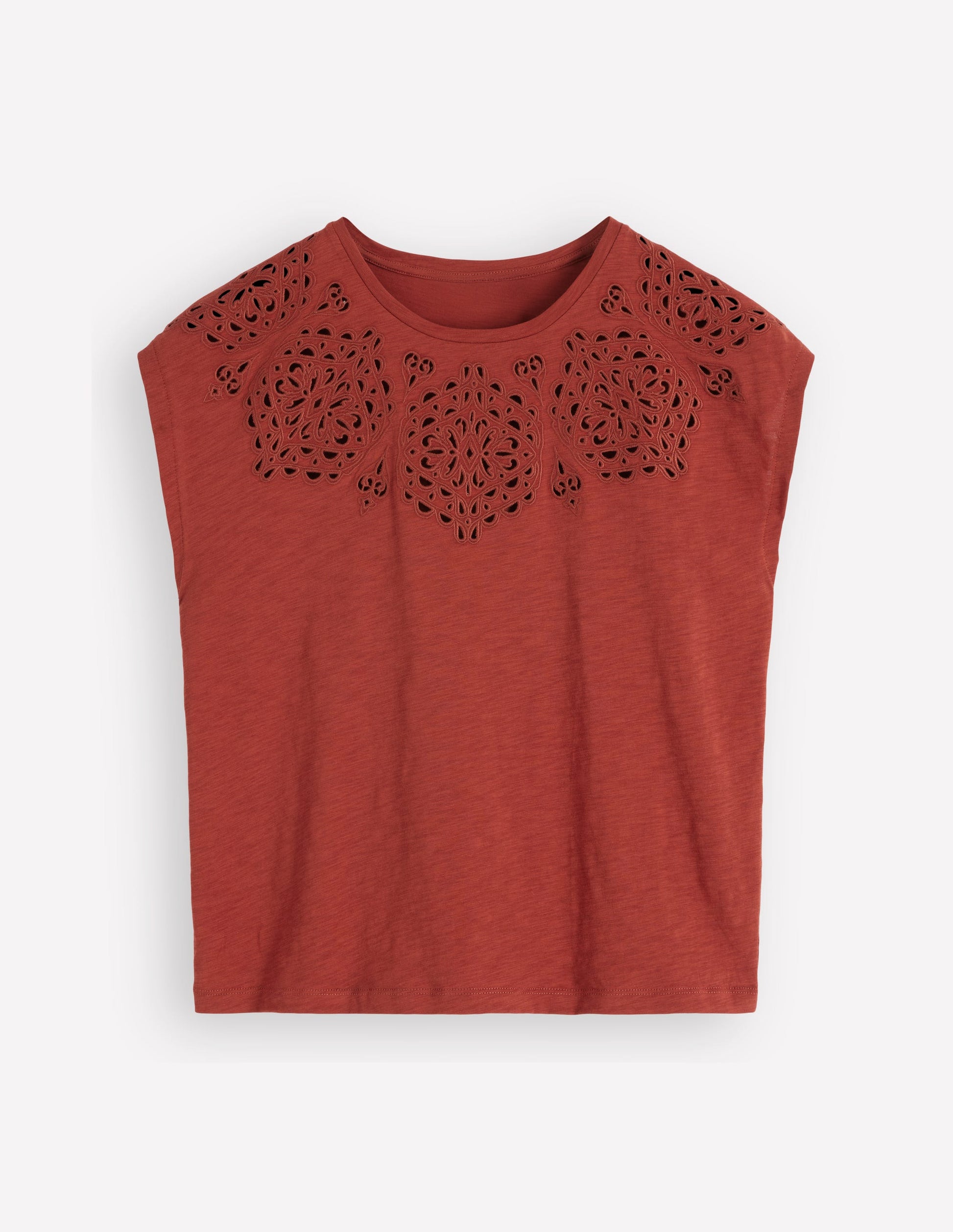 Willow T-Shirt mit Lochstickerei-Braun-Orange-5