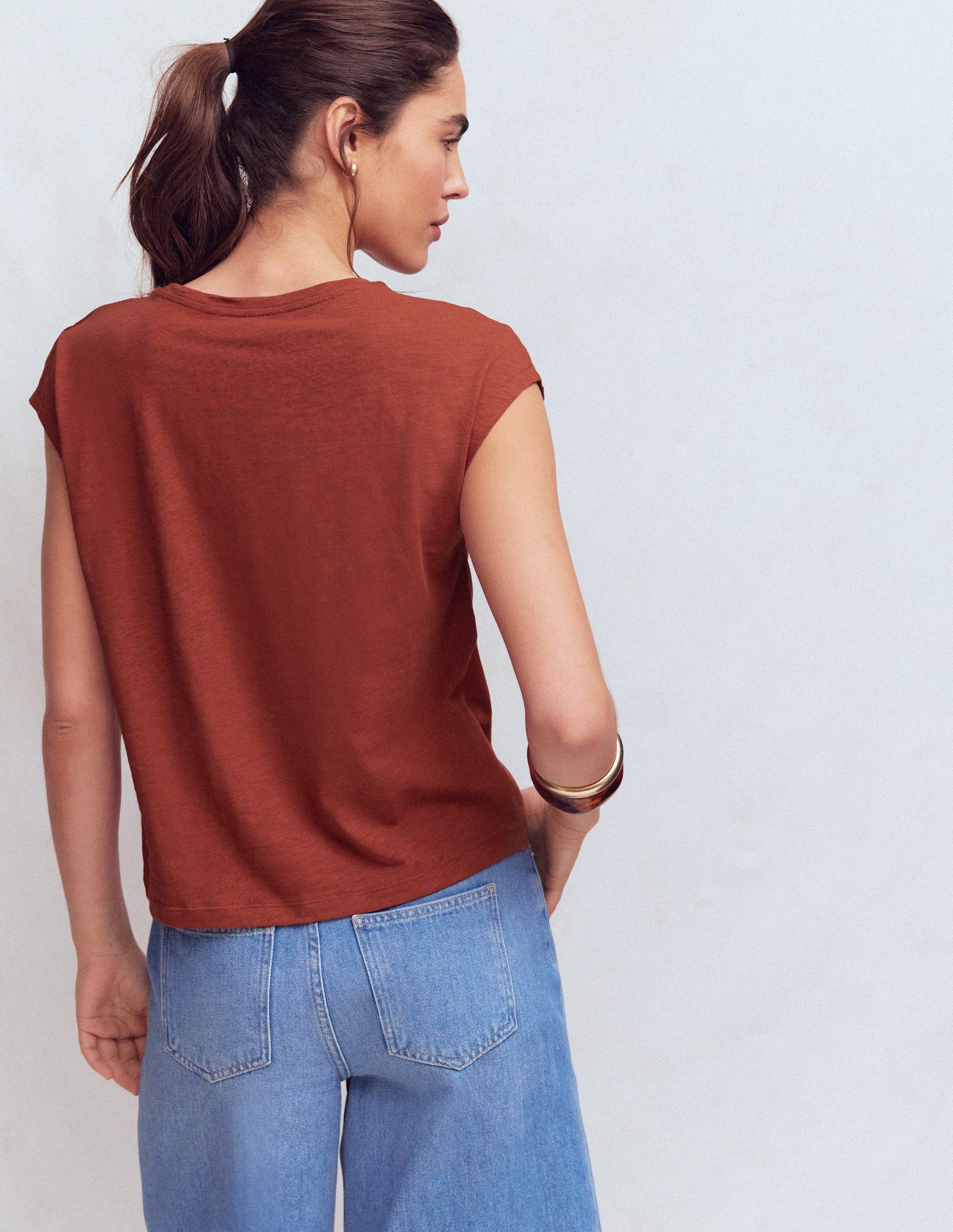 Willow T-Shirt mit Lochstickerei-Braun-Orange-3