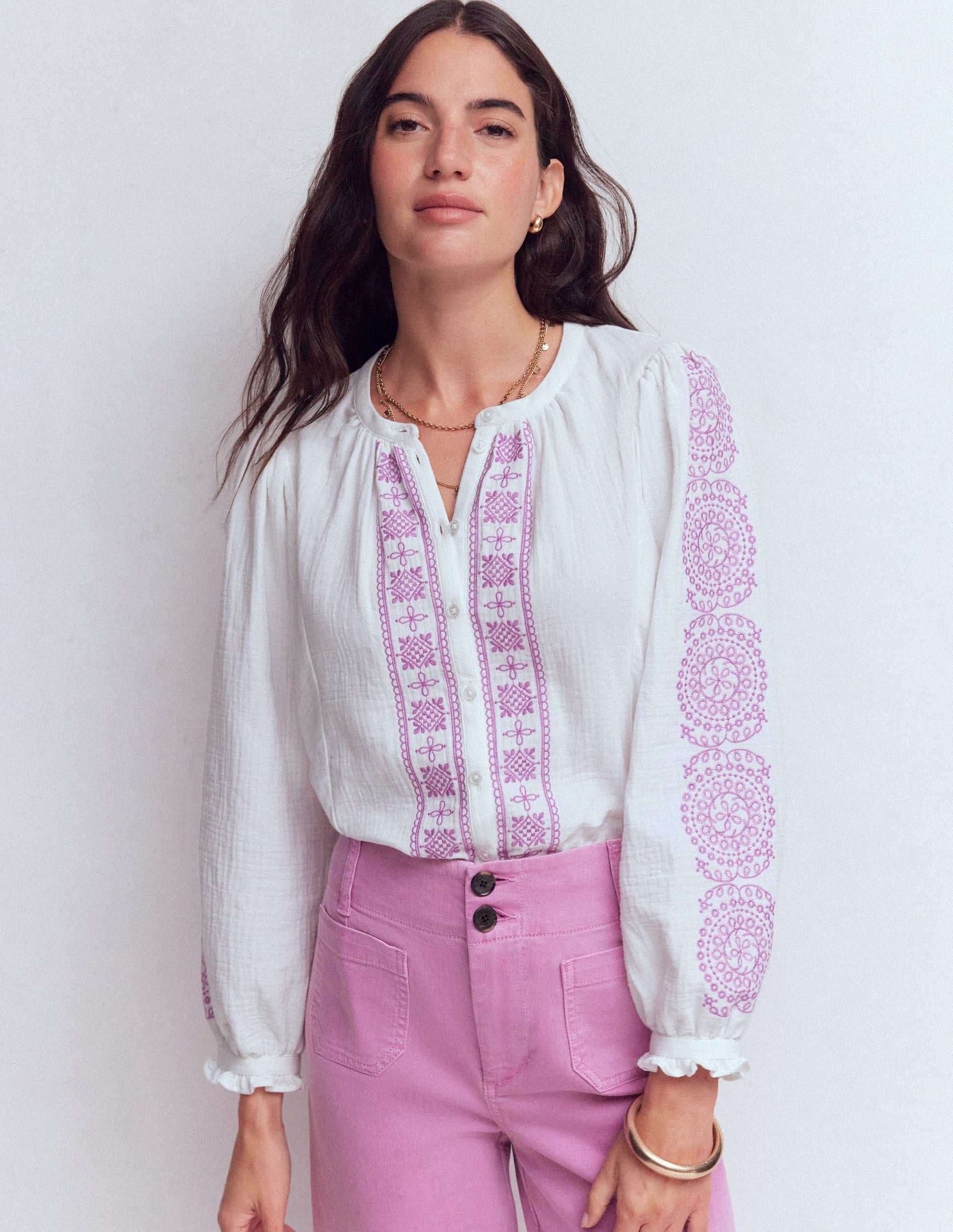 Camille Doppeltuch-Oberteil-Weiß Stickerei-5