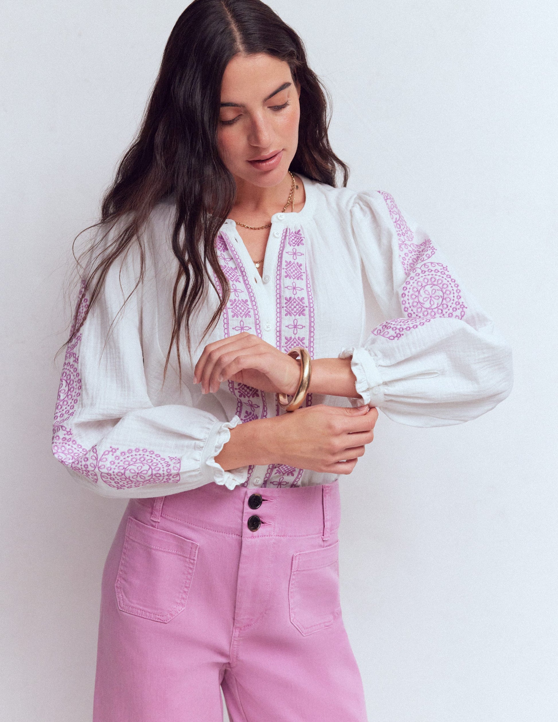 Camille Doppeltuch-Oberteil-Weiß Stickerei-6