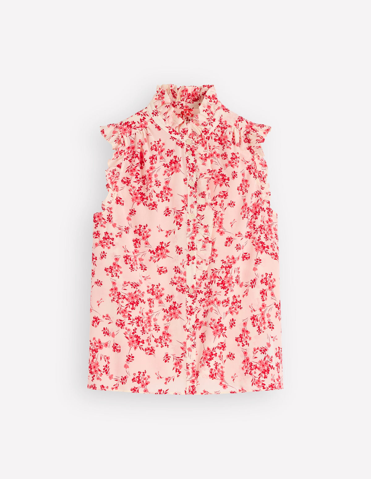 Isabel Sleeveless Silk Top-Pink, Bloom Scatter Mono - Image 7