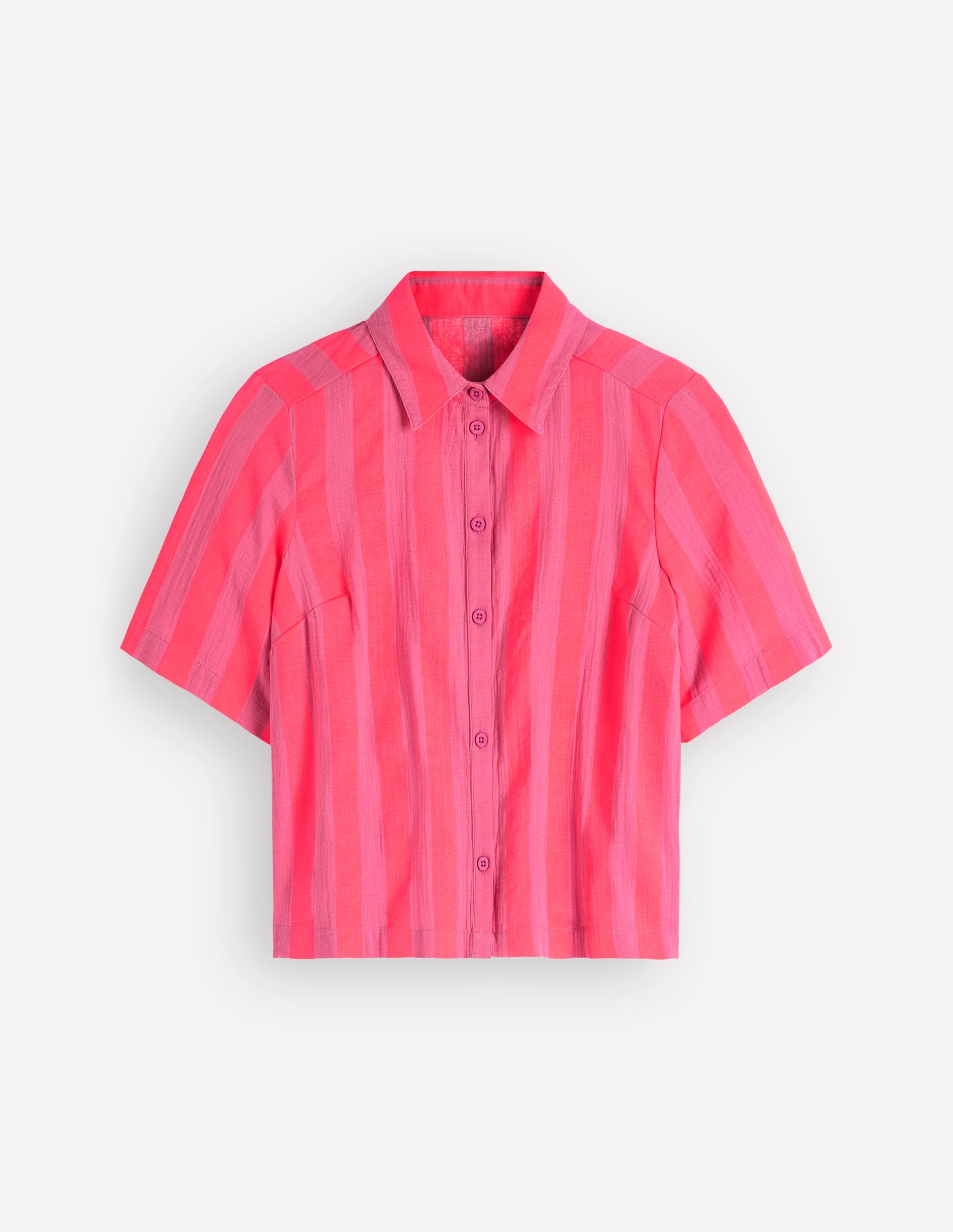 Doppeltuch-Hemd-Rosa, Neon-Koralle Mittelbreite Streifen - Image 8