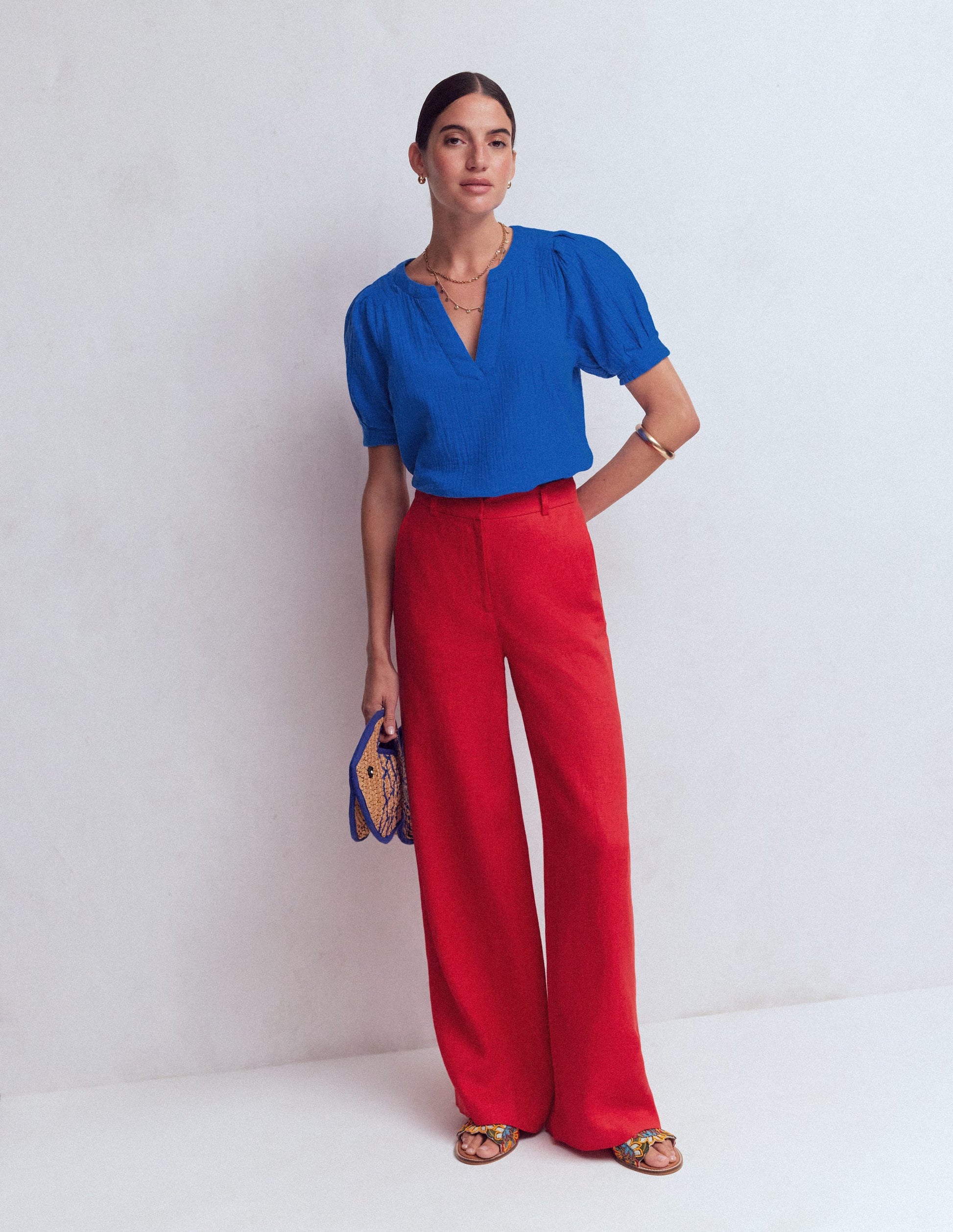 Rae Doppeltuch-Oberteil-Helles Kobalt-4