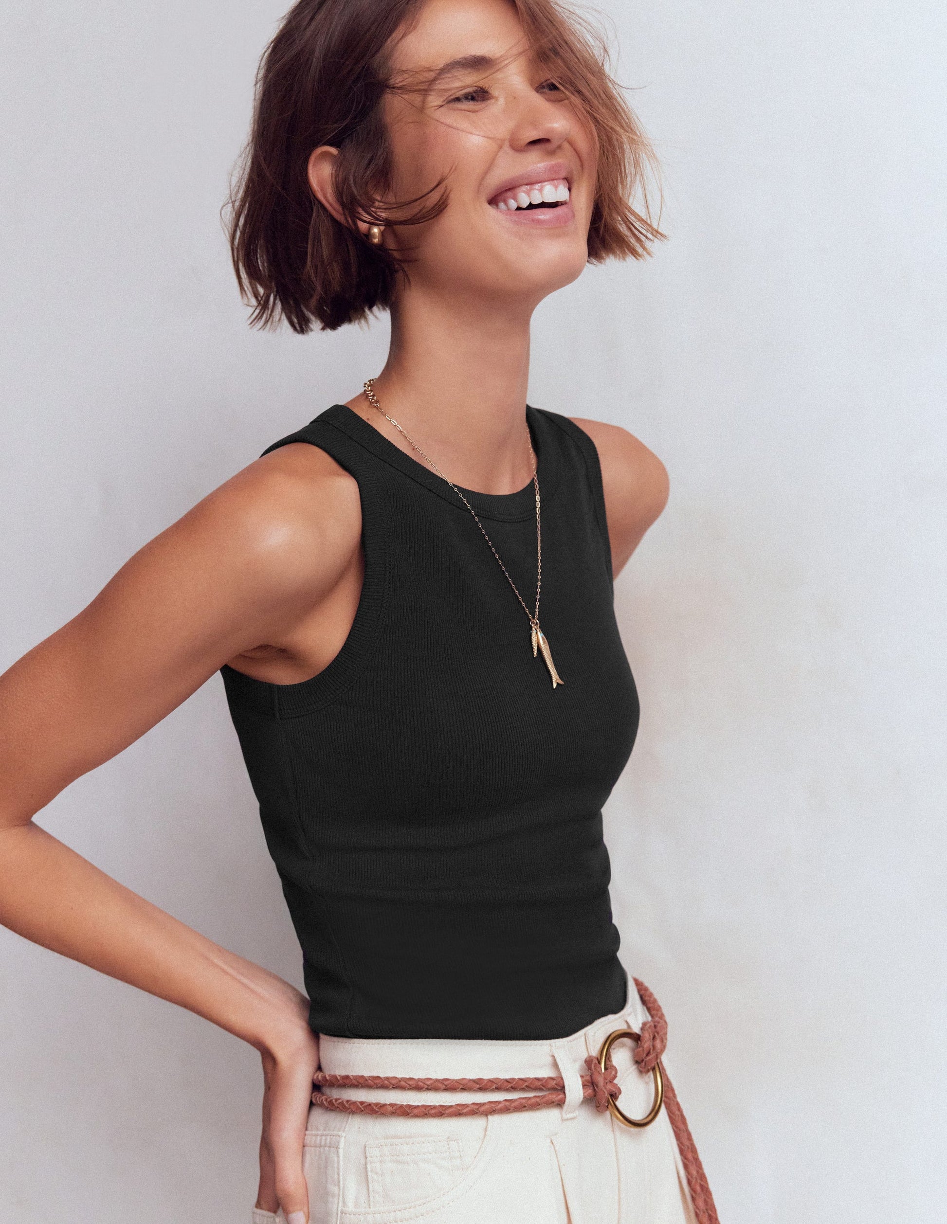 Geripptes Baumwolltop-Schwarz-5