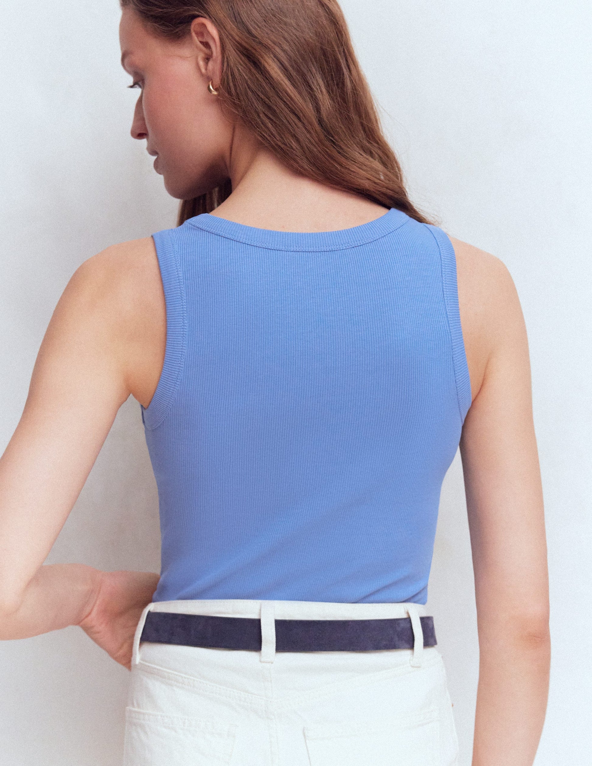 Geripptes Baumwolltop-Kabinenblau-4