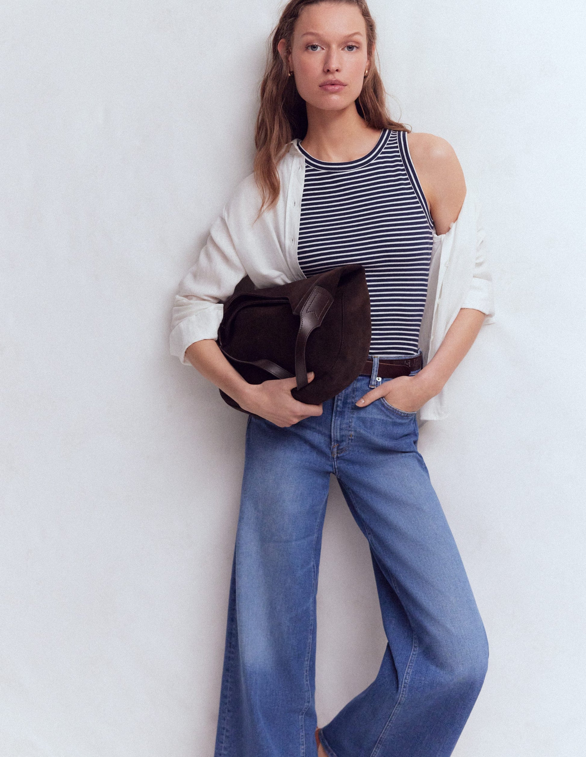 Geripptes Baumwolltop-Navy & Beige Streifen-5