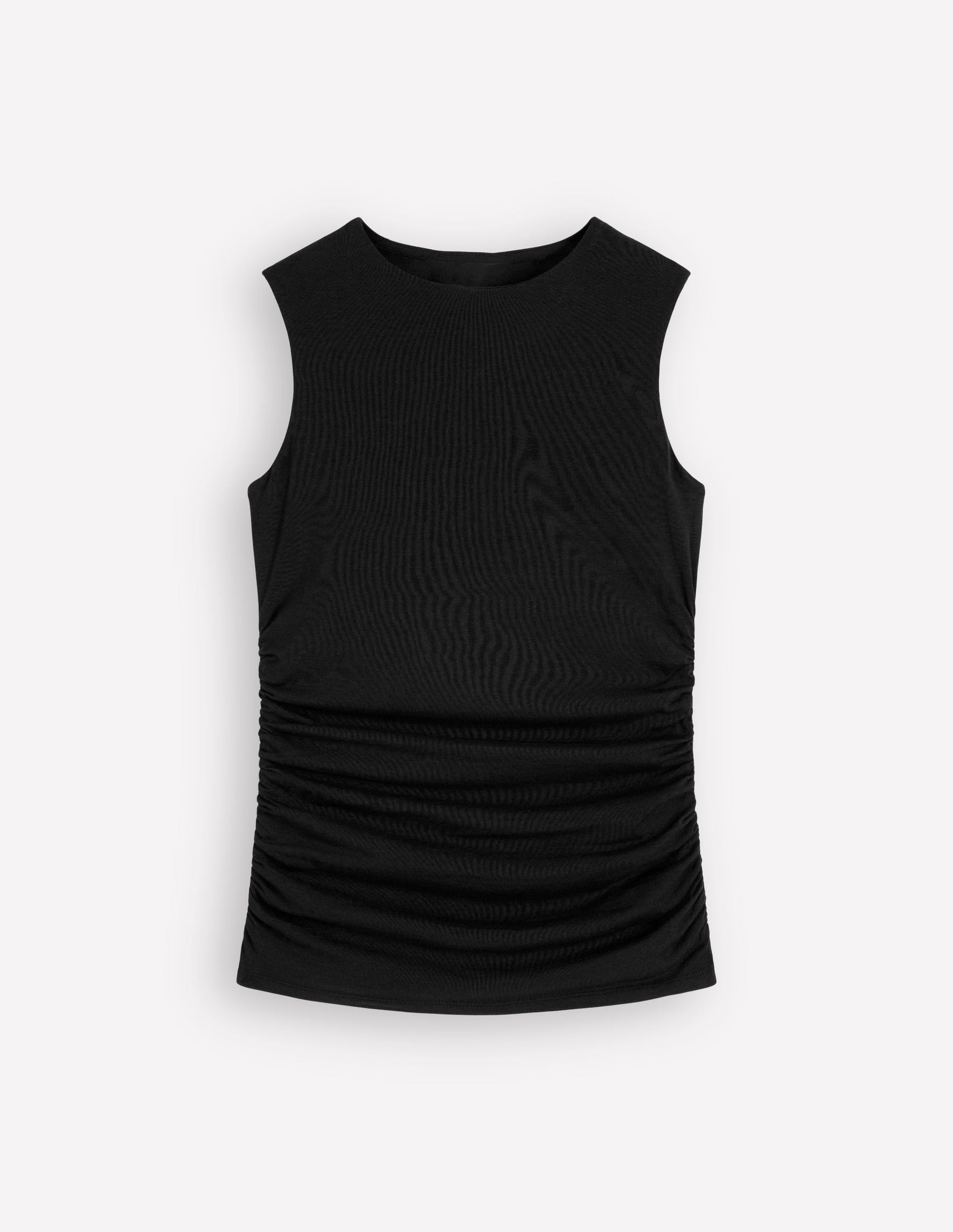 Tia Sleeveless Ruch Jersey Top-Black-4