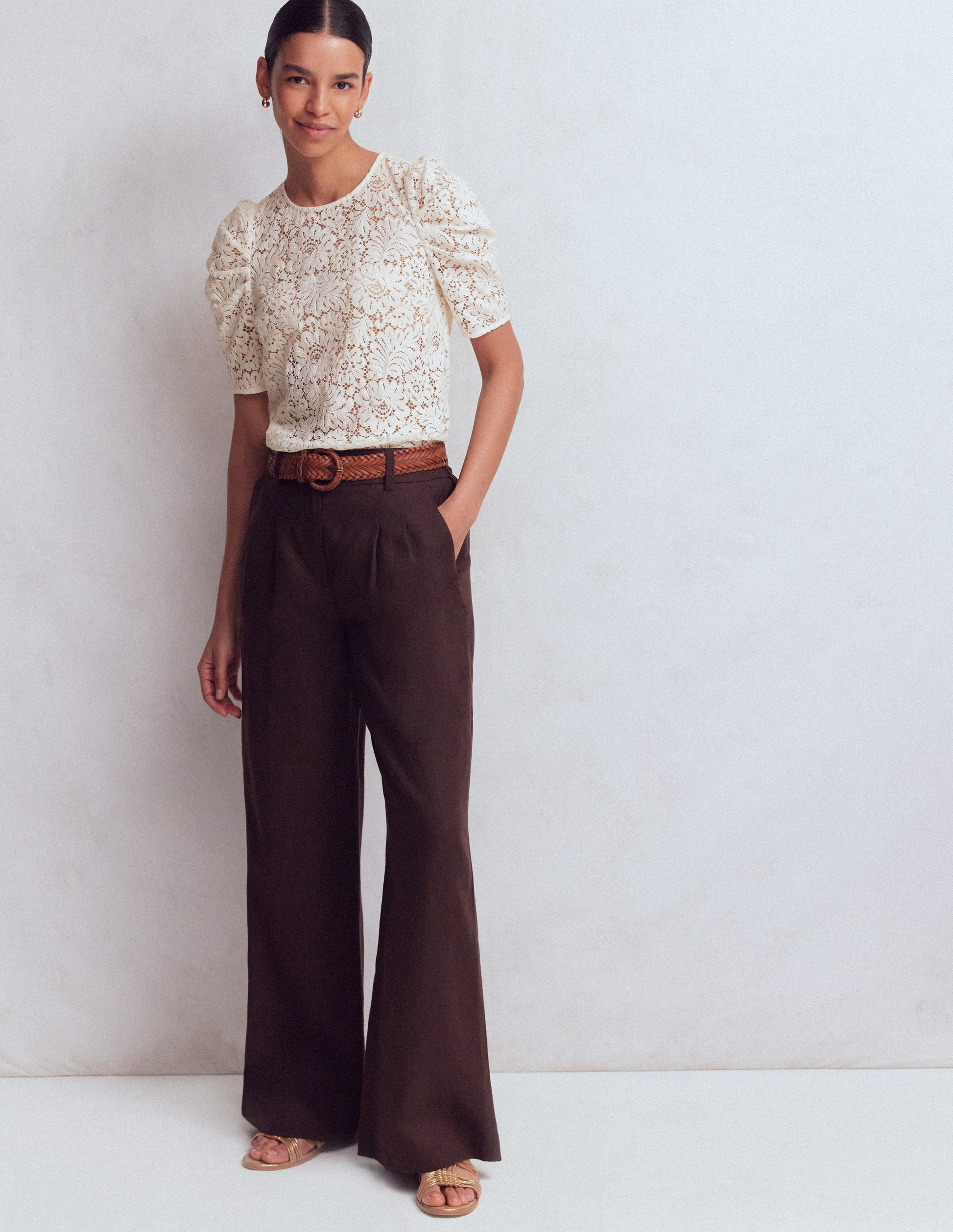 T-Shirt mit Spitze-Naturweiß-4