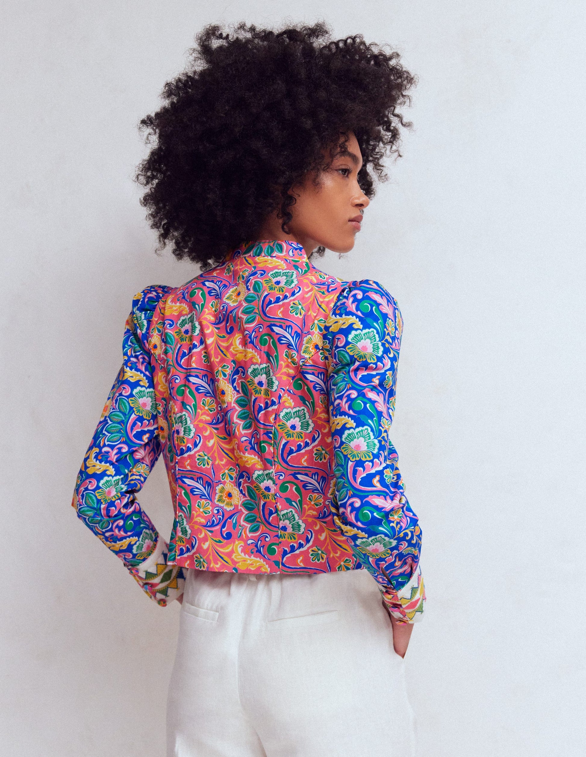 Bedruckte Jacke mit Besatz-Bunt, Bezaubernder Blumenstrauß-3