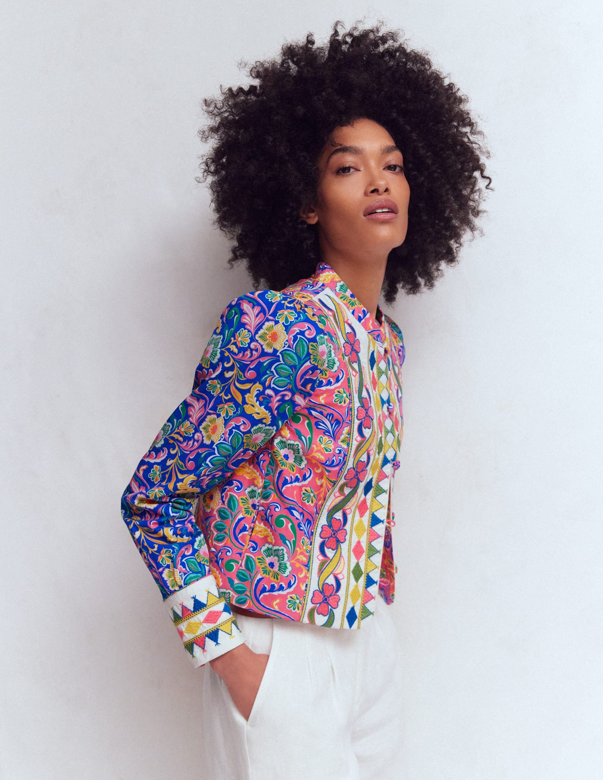 Printed Trim Jacket-Multi, Enchanting Bouquet - Image 5