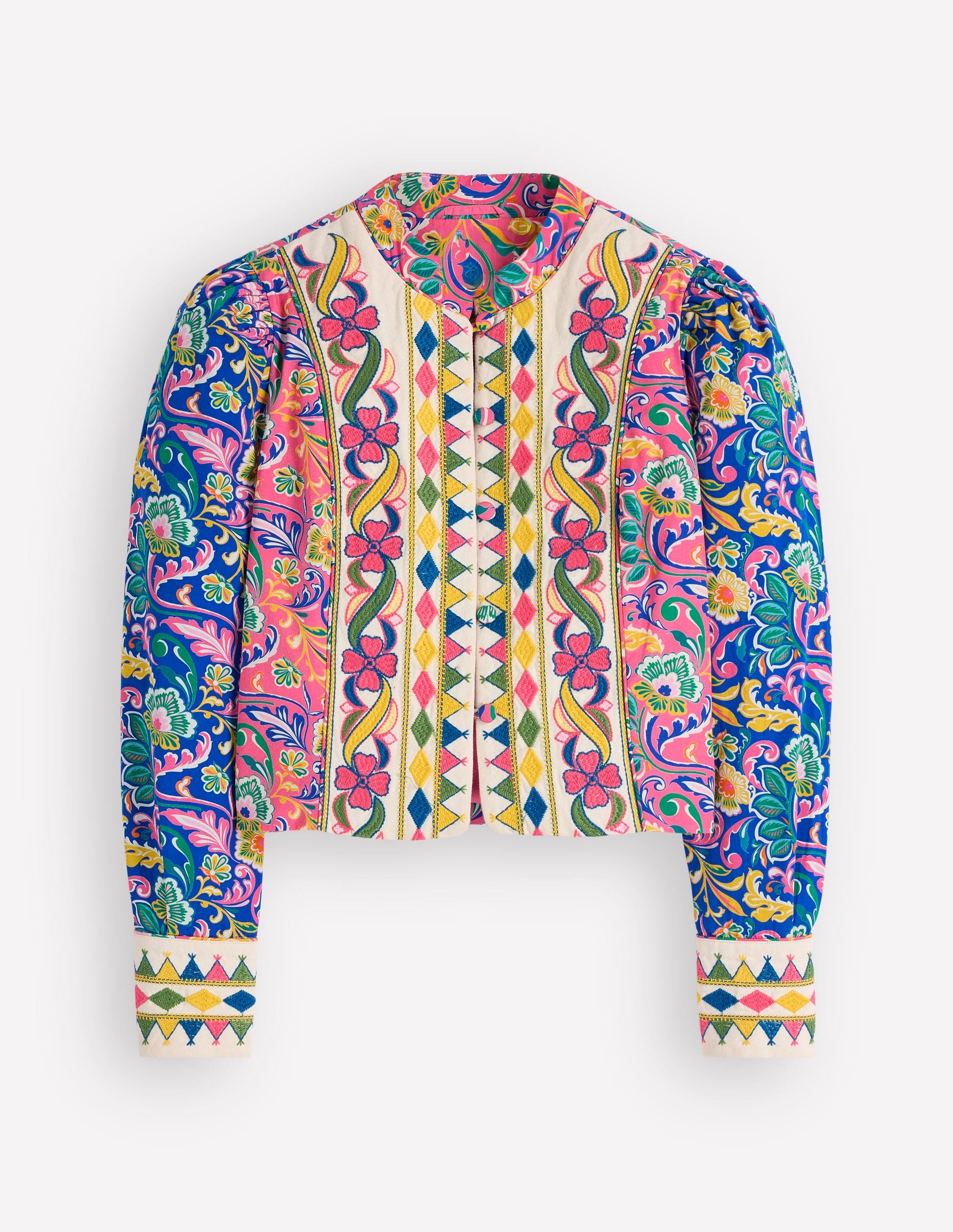 Bedruckte Jacke mit Besatz-Bunt, Bezaubernder Blumenstrauß-9