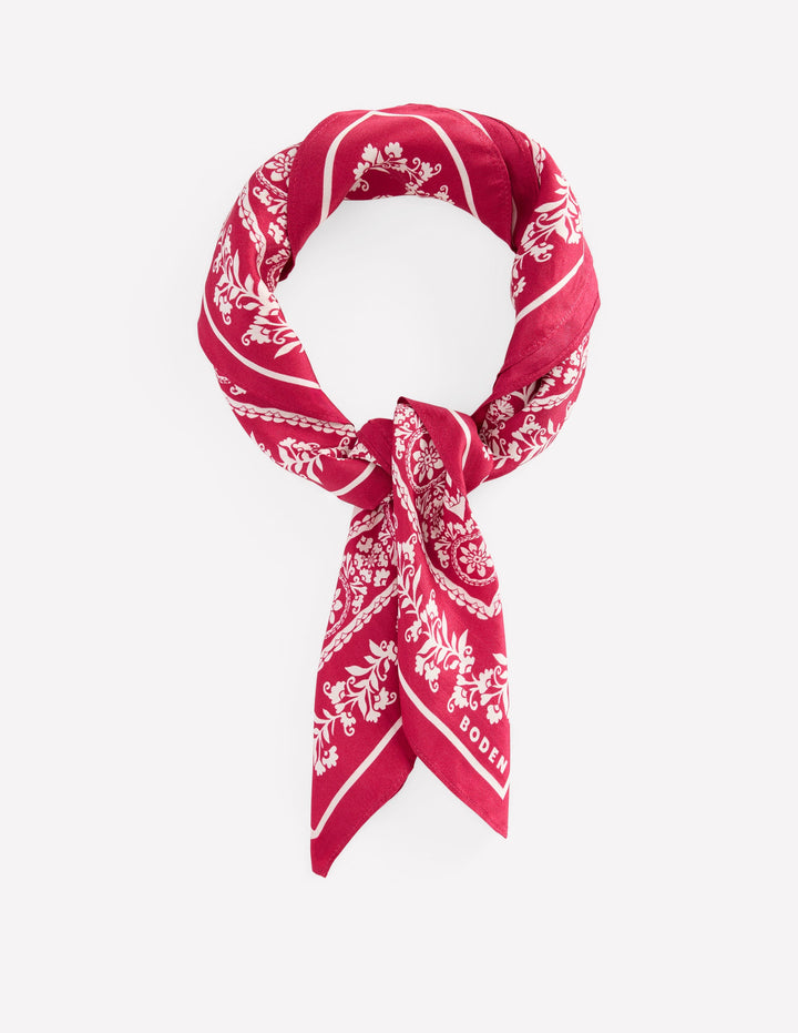 Foulard carré en soie-Motif Decorative Blossom rouge